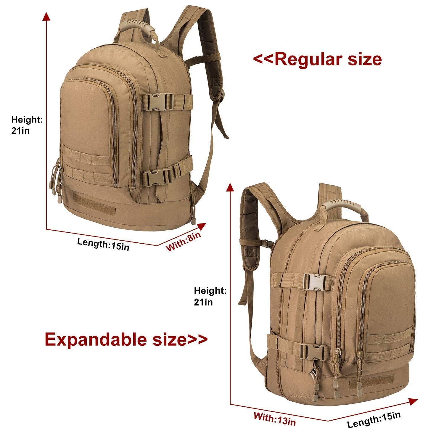 Greencity Laptop Backpacks Tactical 3 Day Expandable Bug Out Bag Classic Case Travel Hiking,Coyote