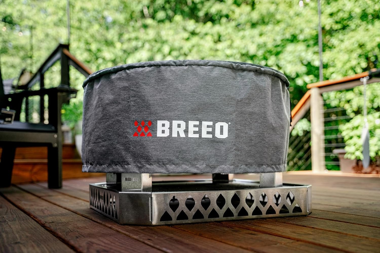 Breeo X Series Fire Pit Cover for 24 (27.5") - Round Fire Pit Cover - Marine Grade Water-Resistant Cover w/ anti-sag support - Durable Fire Pit Shelter