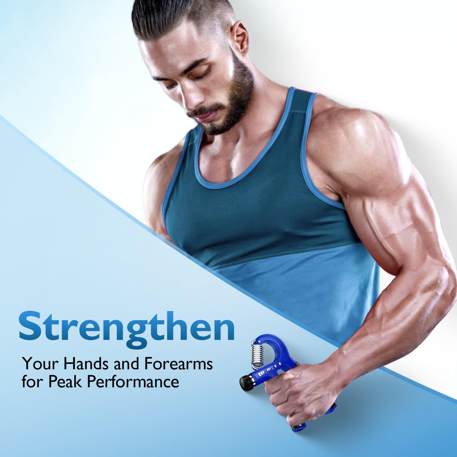 FitBeast Grip Strengthener Forearm Strengthener, Adjustable Hand Grip for Strength Training & Rehabilitation, 10-132 lbs Resistance, Ideal for Athletes and Physical Therapy (1 Piece Dark Blue)