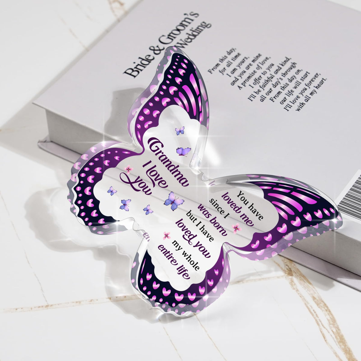 Grandma Gifts, Gifts for Grandma, Christmas Gifts for Grandma from Grandchildren - Butterfly Acrylic Decorations - Grandma Birthday Gift Ideas for Christmas Mothers Day Birthdays Thanksgiving