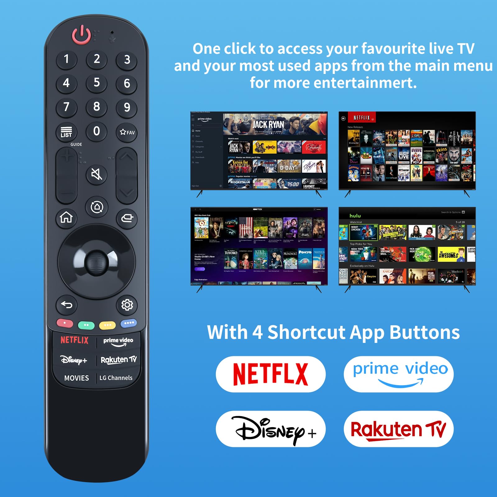 New MR23GA Replacement Magic Remote Control Compatible for LG 2023 Magic Smart TV with Netflix PrimeVideo Disney+ LG Channel Shortcut Buttons (NO Voice and Pointer Function