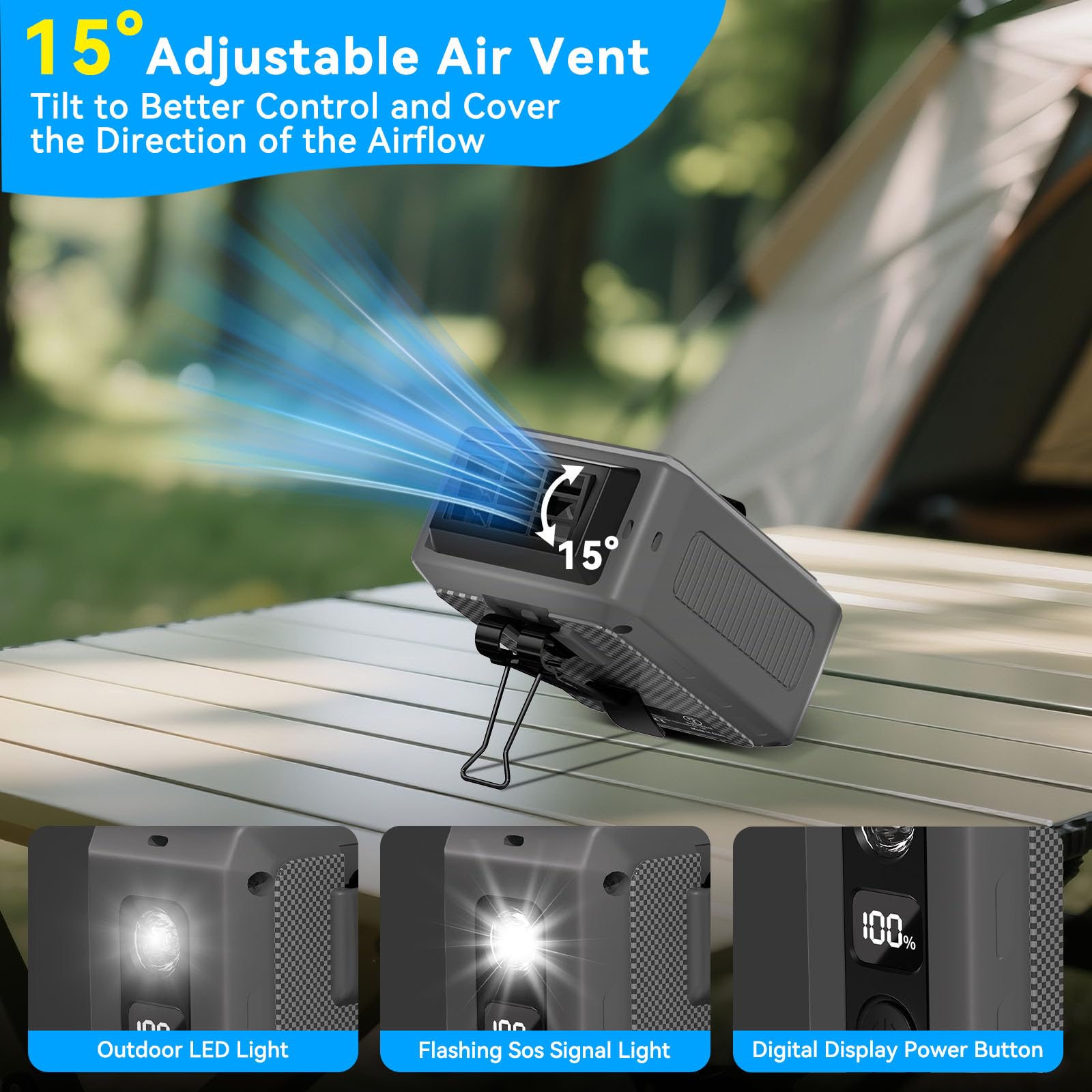 morsisho Portable Waist Fan 5000mAh Hands-Free Clip on Wearable Belt Neck Desk Personal Cooling Fan Rechargeable with 5 Speeds&Flashlight Lasting 20H for Outdoor Office Travel(Grey)