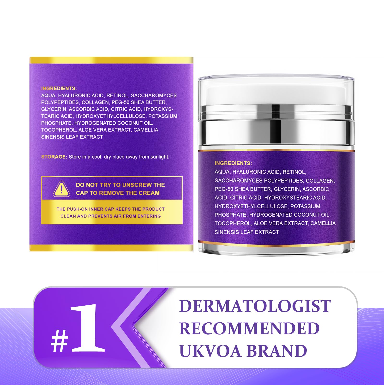UKVOA Retinol Neck & Face Wrinkle Cream for Women, Neck Cream for Tightening and Firming, Anti Aging Skin Care with Collagen & Hyaluronic Acid, Instant Face Lift Cream 1.7 Fl Oz