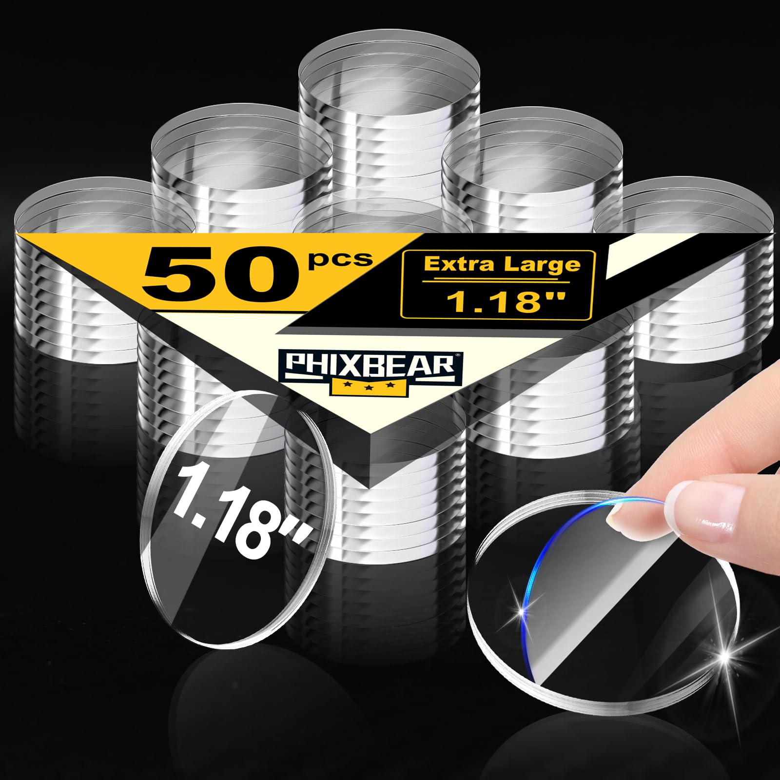 PHIXBEAR Extra Large 1.18" Mounting Putty for Walls Removable, Poster Hanging Putty for Walls No Damage, Sticky Putty Clear Museum Tack, Strong Double Sided Tape Fixed Picture Decor Craft, 50 Pcs