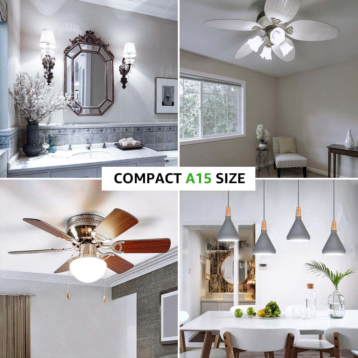 Lepro LED Refrigerator Light Bulb - 40W Equivalent Waterproof Appliance Bulb Replacement for Frigidaire, 5000K Daylight Non-Dimmable Freezer Bulbs with 450 Lumen, 120V 5W A15 E26 Medium Base, 2 Pack