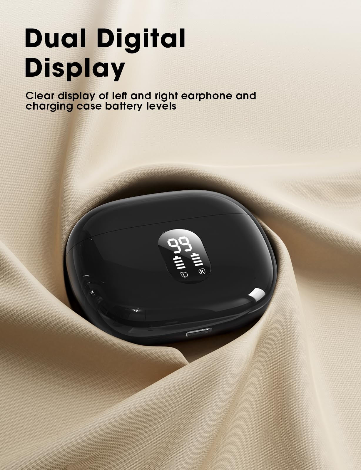Wireless Earbuds, Bluetooth Ear Buds with Big Bass Stereo Sound, 48 Hours Playtime, Lightweight in-Ear Fit Earphones, IPX7, Hands-Free Calls with AI for iPhone, Android, Pad, Sports, Workout White