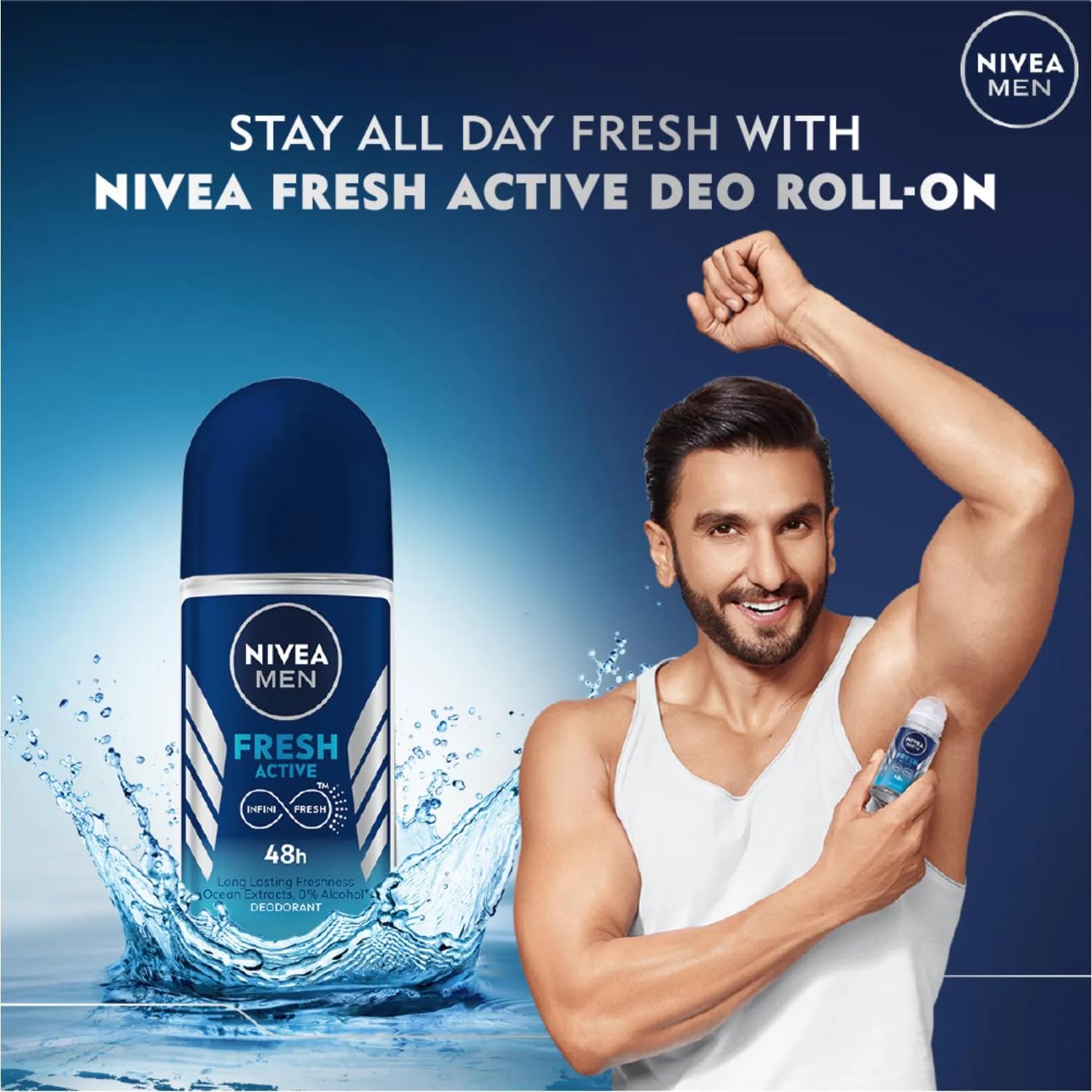 Nivea Men Anti Perspirant Roll On, Fresh Active Longlasting Freshness Ocean Extracts, 48 Hour Protection, 1.7 Ounce (Pack of 3)