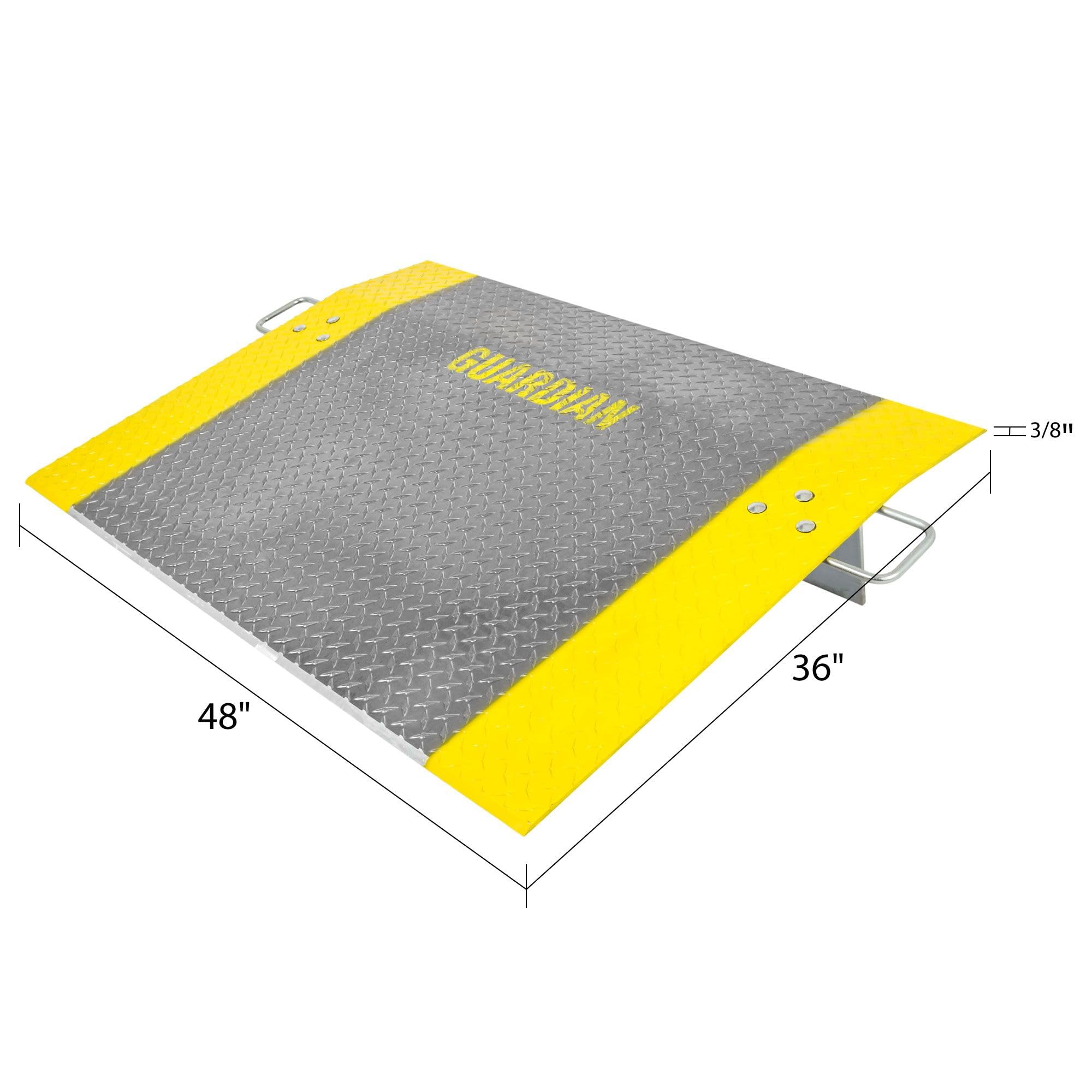 Guardian Aluminum Dock Plate with Carrying Handles for Pallet Jacks, Hand Carts, Material Handling, 36" x 48" 3,500 lb. Capacity