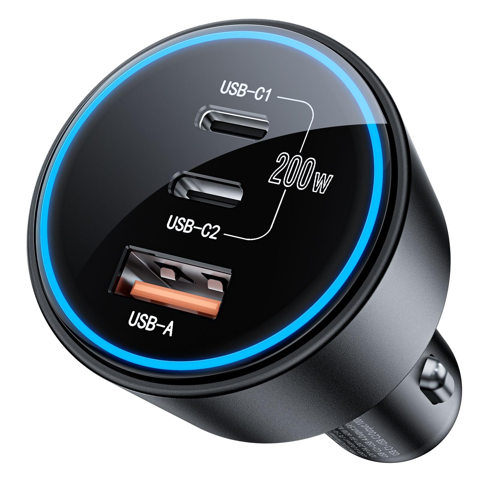 USB C Car Charger Fast Charging 200W, Dual PD 100W Type C Car Charger, PD3.0/QC4.0/PPS Cigarette Lighter Adapter for Phone 15/14/13/12, Galaxy S22/S21 Ultra, MacBook, Laptop etc