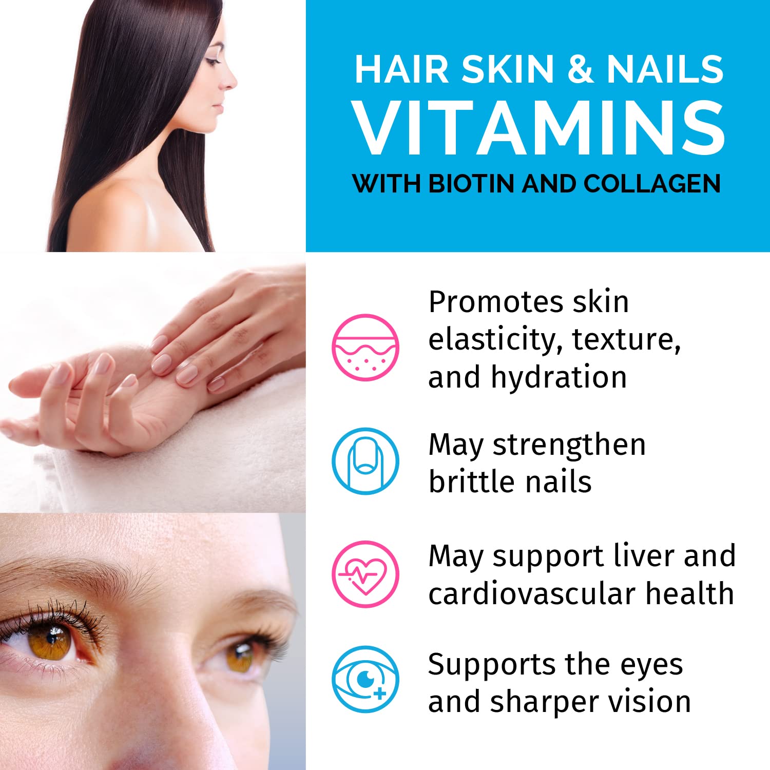 4-in-1 Liquid Biotin Collagen Keratin Saw Palmetto Drops (2 fl oz - 1 Pack) & 5-in-1 Ceylon Cinnamon w Turmeric & Ginseng Root (120ct) Bundle - Hair, Skin, Nails, & Immune Support Supplement