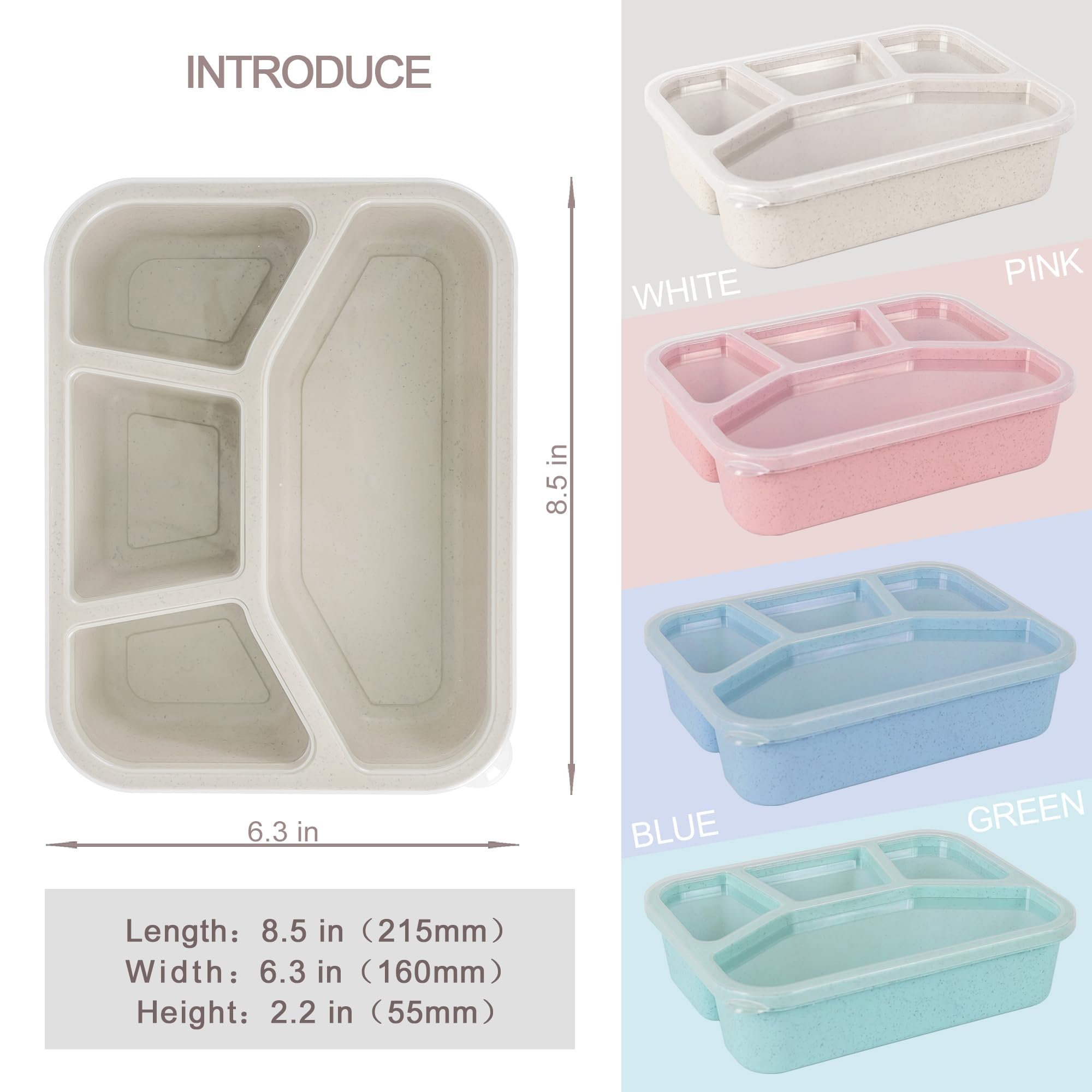Lunchable Container - 4 Pack Bento Lunch Box, 4-Compartment Snackle Box Container for School Work Travel, Bento Box for Kids, Microwave Dishwasher Safe Bento Box Adult