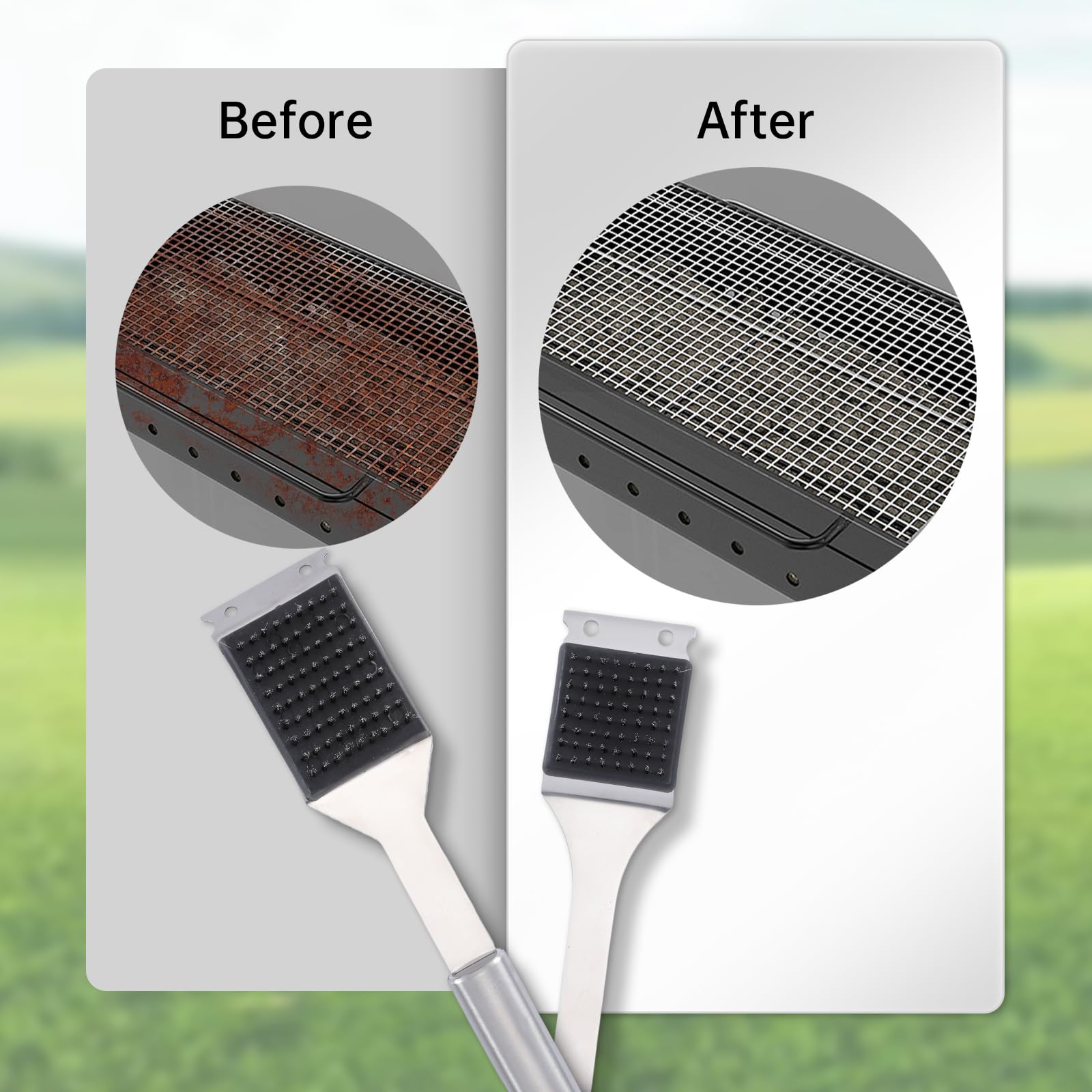 2 Pack Grill Brush and Scraper, 16.5” & 14” Wire BBQ Grill Brush for Outdoor Grill, 304 Stainless Steel Cleaning Brush BBQ Grill Accessories, Safe Grill Cleaner Brush-Ideal Gift for Men/Dad BBQ Brush