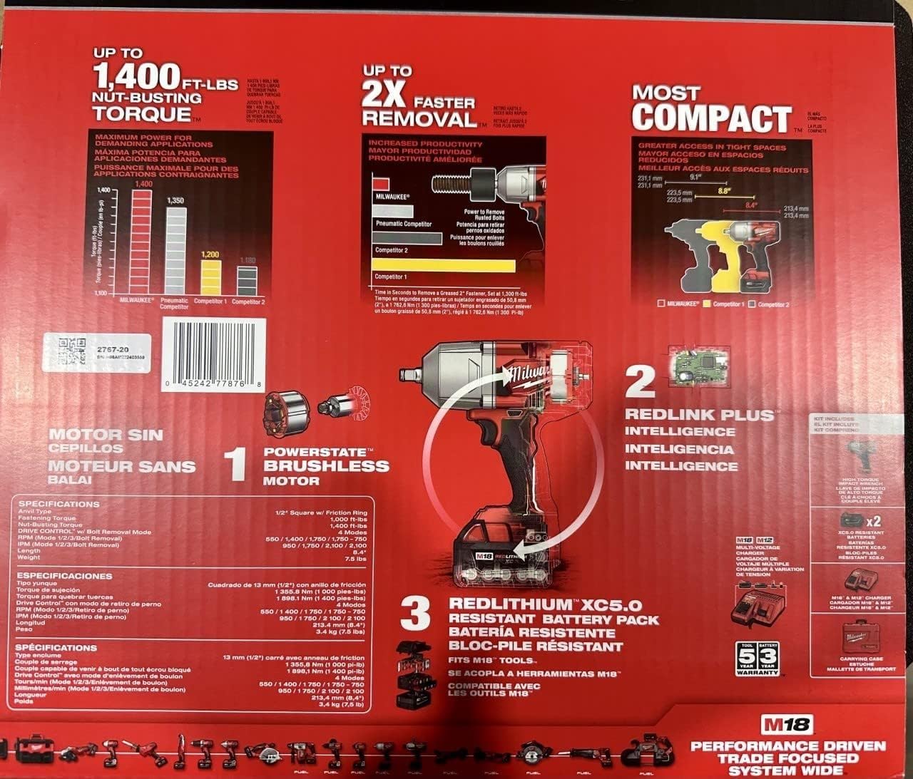Milwaukee 2767-22R Fuel High Torque 1/2" Impact Wrench w/Friction Ring Kit