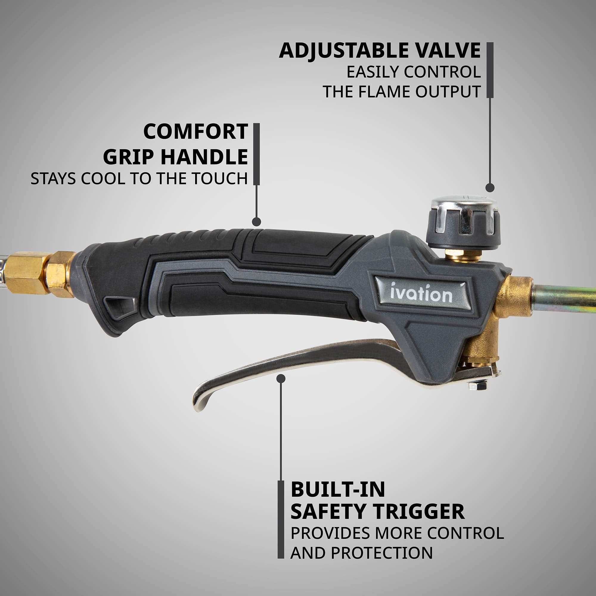 Ivation 320,000 BTU Propane Torch, Heavy Duty Weed Burner, Extra Long 12’ Hose, Adjustable Flame Control, Outdoor Weed Killer for Weeds, Snow Melting, Roofing, Roads & More