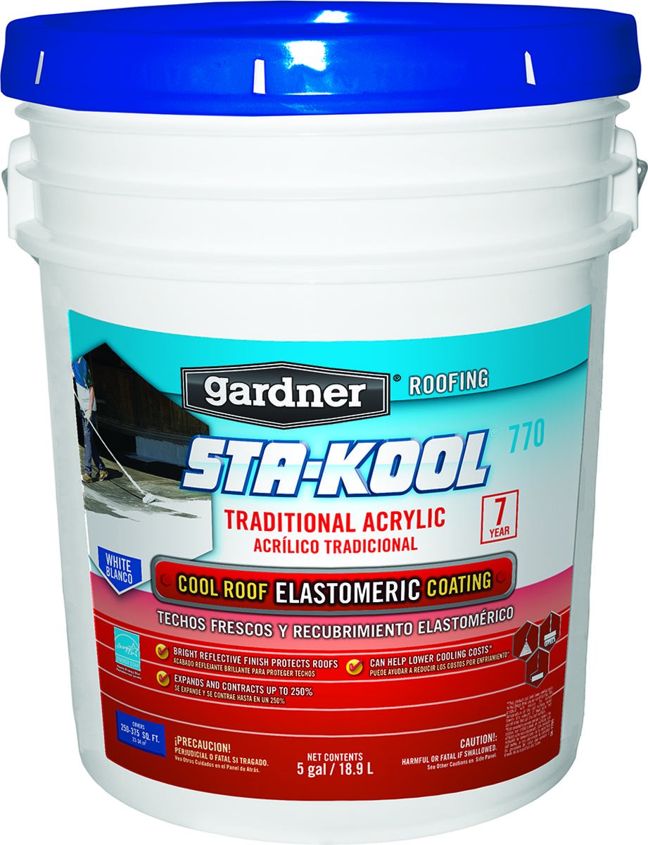 STA-Kool SK-7705 Traditional Acrylic Elastomeric Roof Coating, 5 Gallon (Pack of 1), White, 640 Fl Oz