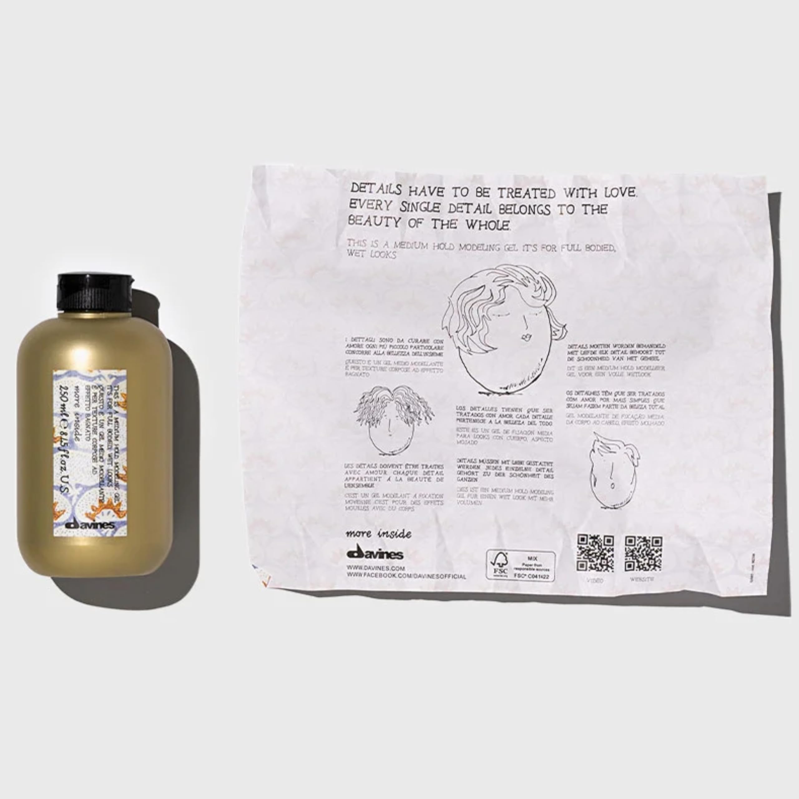 Davines This Is A Medium Hold Modeling Gel, For Structured And Full-Bodied Wet Looks, Protects Against Humidity, 8.45 fl. oz.
