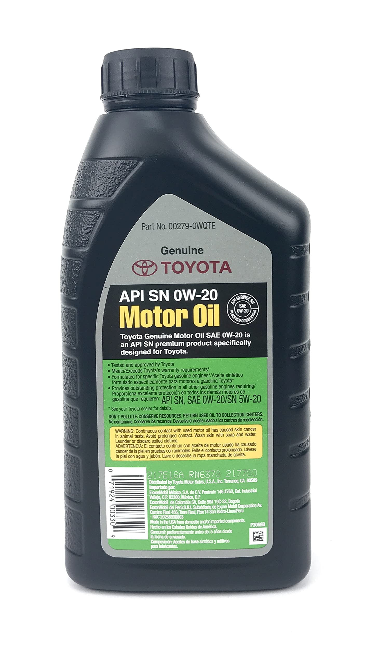 Toyota/ exxon mobil Case of 6 Quarts Full Synthetic TGMO SN 0W-20 Oil