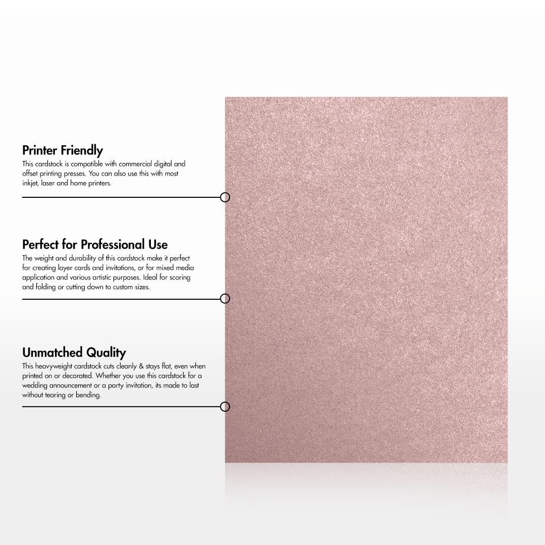 LUXPaper 8.5" x 11" Cardstock | Letter Size | Misty Rose Metallic - Sirio Pearl | 111lb. Cover | 50 Qty