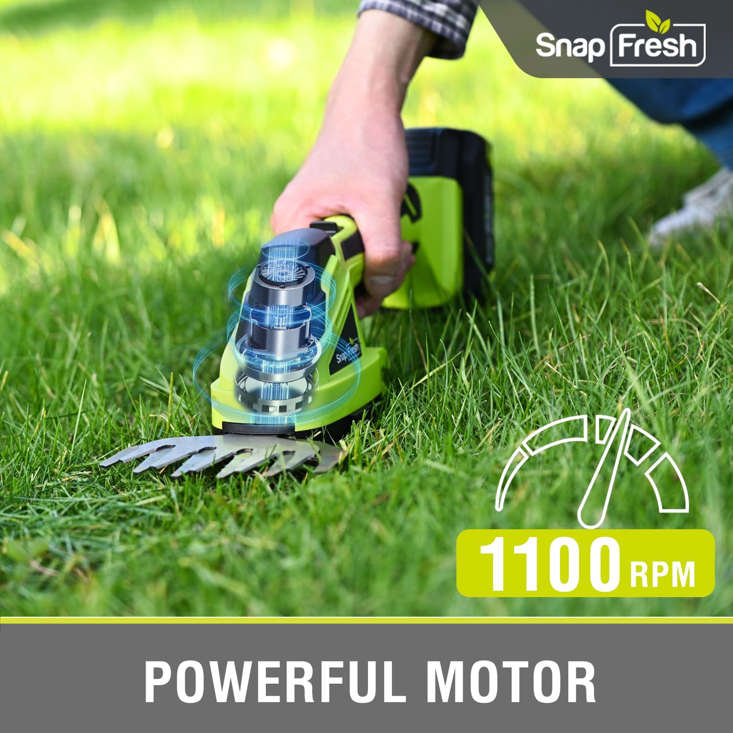 SnapFresh 20V Hedge Trimmer Cordless, 2 in 1 8.67" Electric Shrub Trimmer and 4.72” Grass Shears with 2.0Ah Li-ion Battery and Charger, Handheld Grass Cutter/Bush Trimmer for Garden Yard