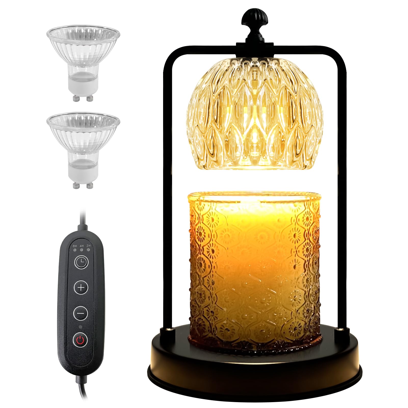 Qoyntuer Candle Warmer Lamp with Timer, Glass Electric Candle Warmer, Dimmable Candle Lamp for Home Decor, Gifts for Women Christmas/Birthday/Housewarming/Valentine's Day