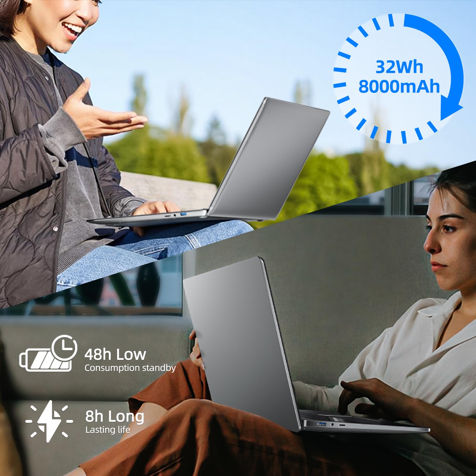 Naclud 17.3 inch Laptops, Laptop Computer, 8GB RAM 256GB ROM, Expandable 1TB, Celeron Processor(up to 2.6 GHz), 5G WiFi, Webcam, Mini HDMI, 8000mAh, Type-C, 2 * USB 3.2, BT5.0(Slim)