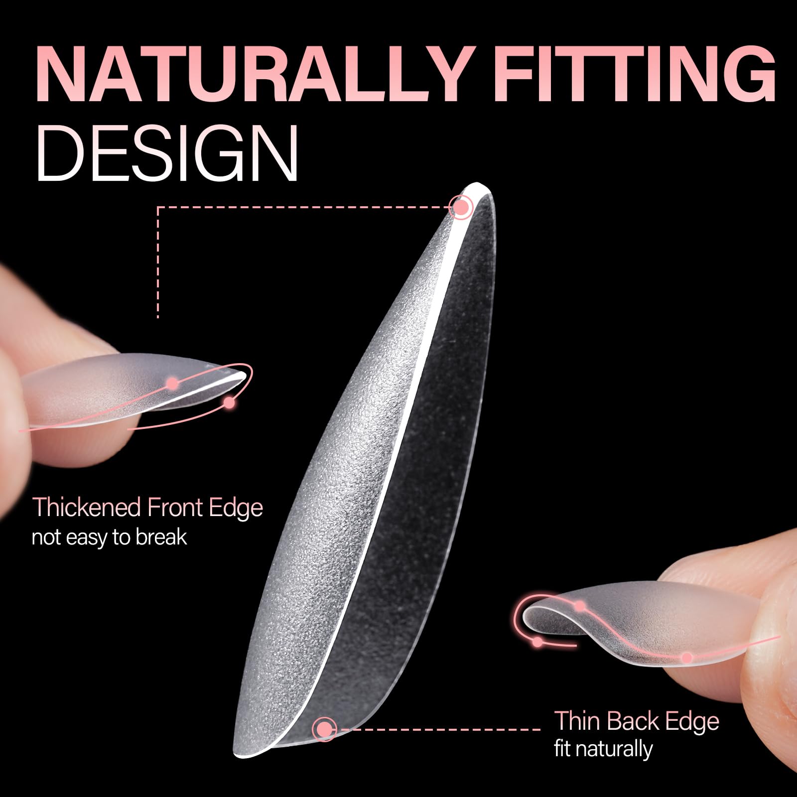 AILLSA Medium Almond Nail Tips 450PCS Full Cover Clear Acrylic Nail Tips Double-Sided Matte No Need Base Coat Nail Tips Press on Fake Nail Tips for Nail Tips Extension False Nails DIY Salon 15 Sizes