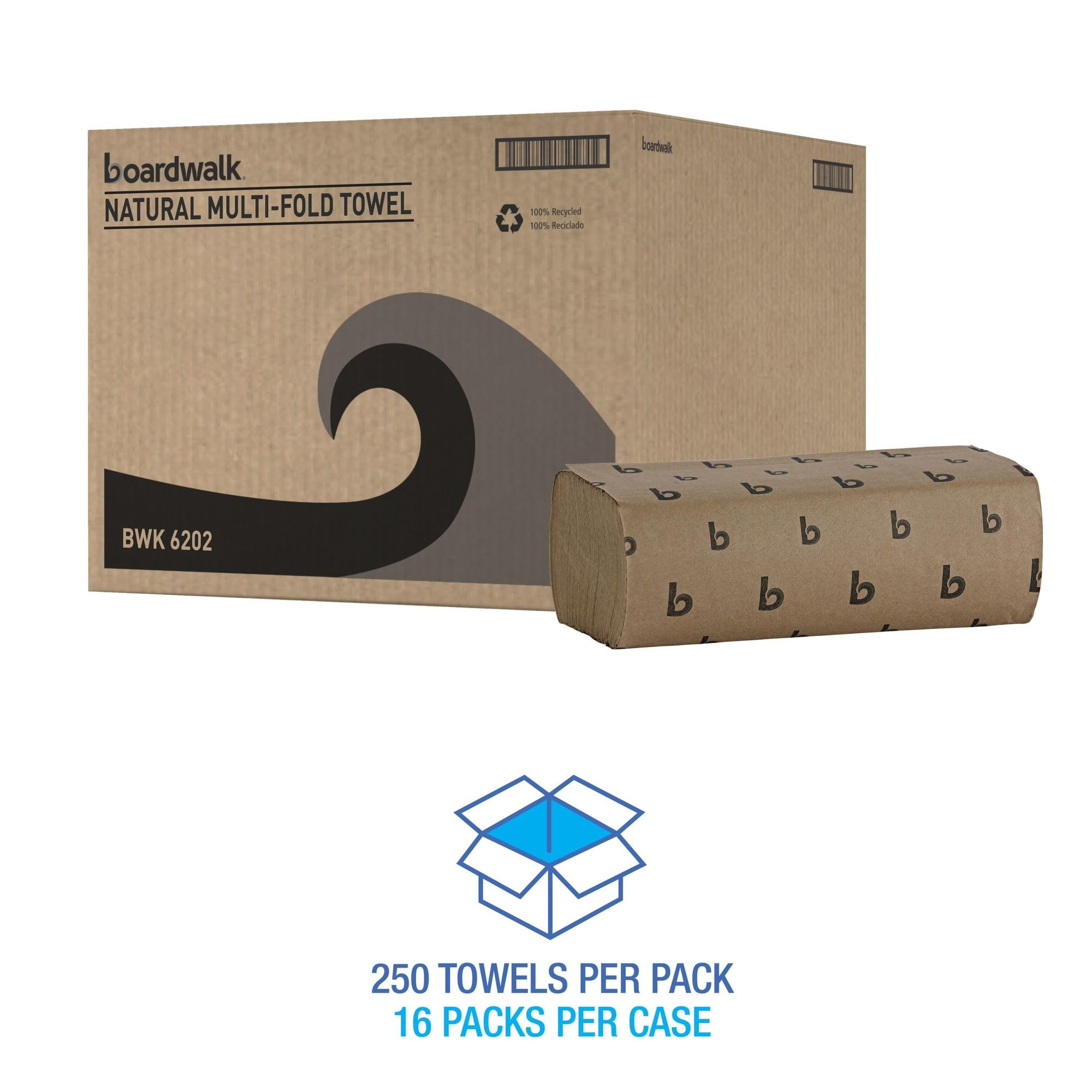Boardwalk B6202 9 in. x 9-9/20 in. Multifold Paper Towels - Natural (16/Carton)
