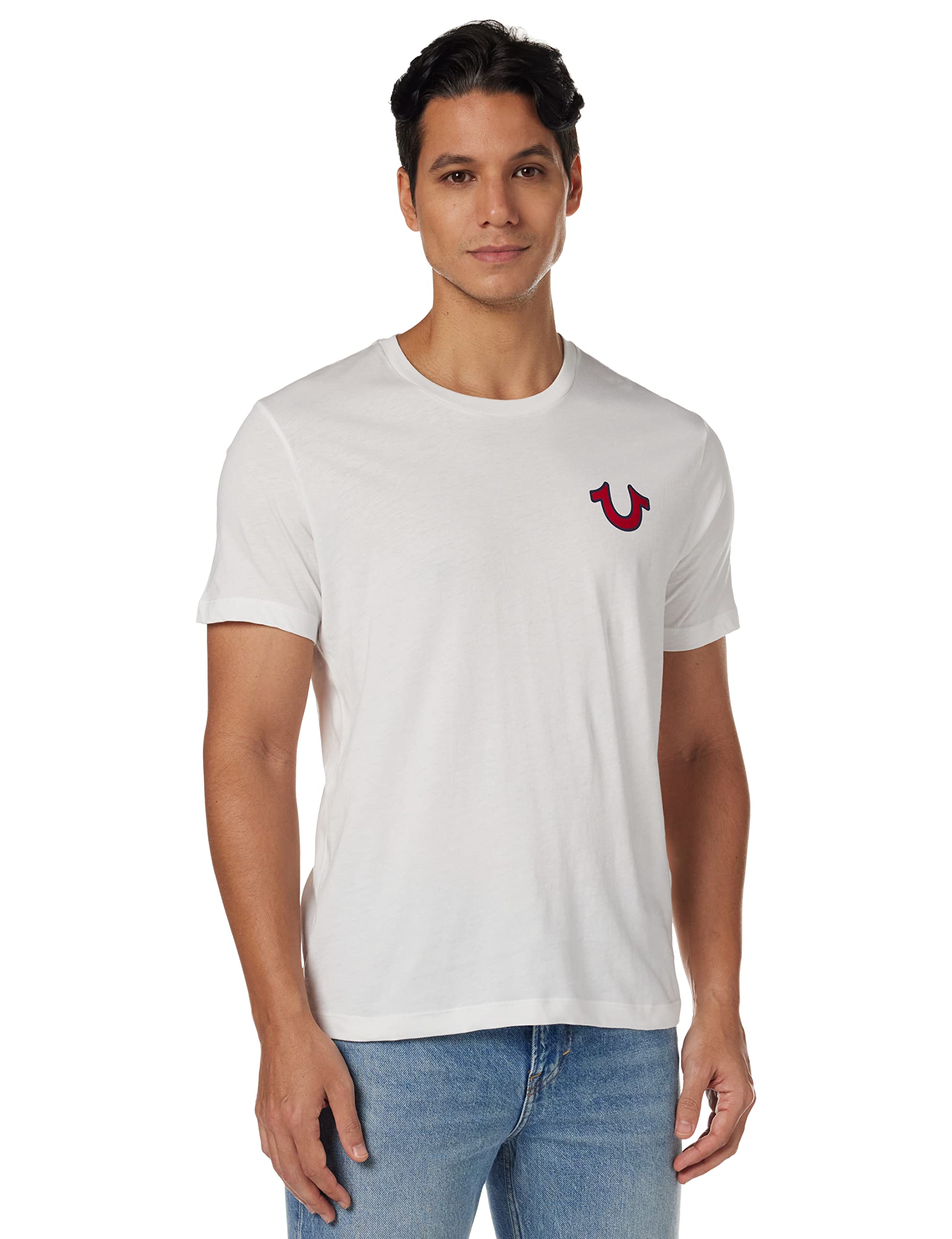 True Religion Men's Buddha Logo Crew Neck Tee, White, X-Large
