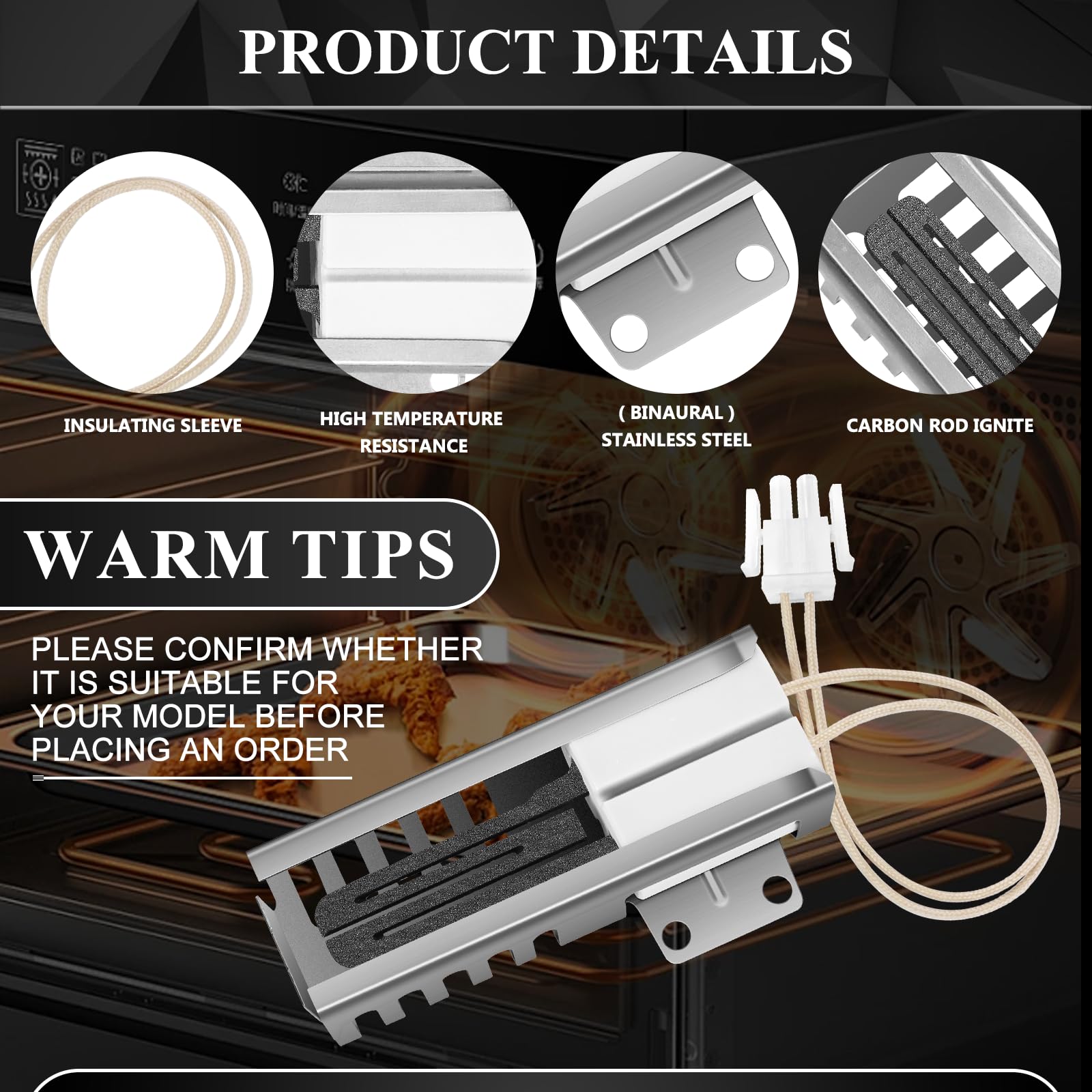 【Upgraded】DG94-00520A Gas Range Oven Flat Igniter Oven Igniter for Samsung Gas Stove NX58F5500SS,NX58H5600SS,NX58h9500WS,Replaceable WB13K21 2692271 AP5577941 EAP4241428 PS4241428 AP2634719 by Cenipar