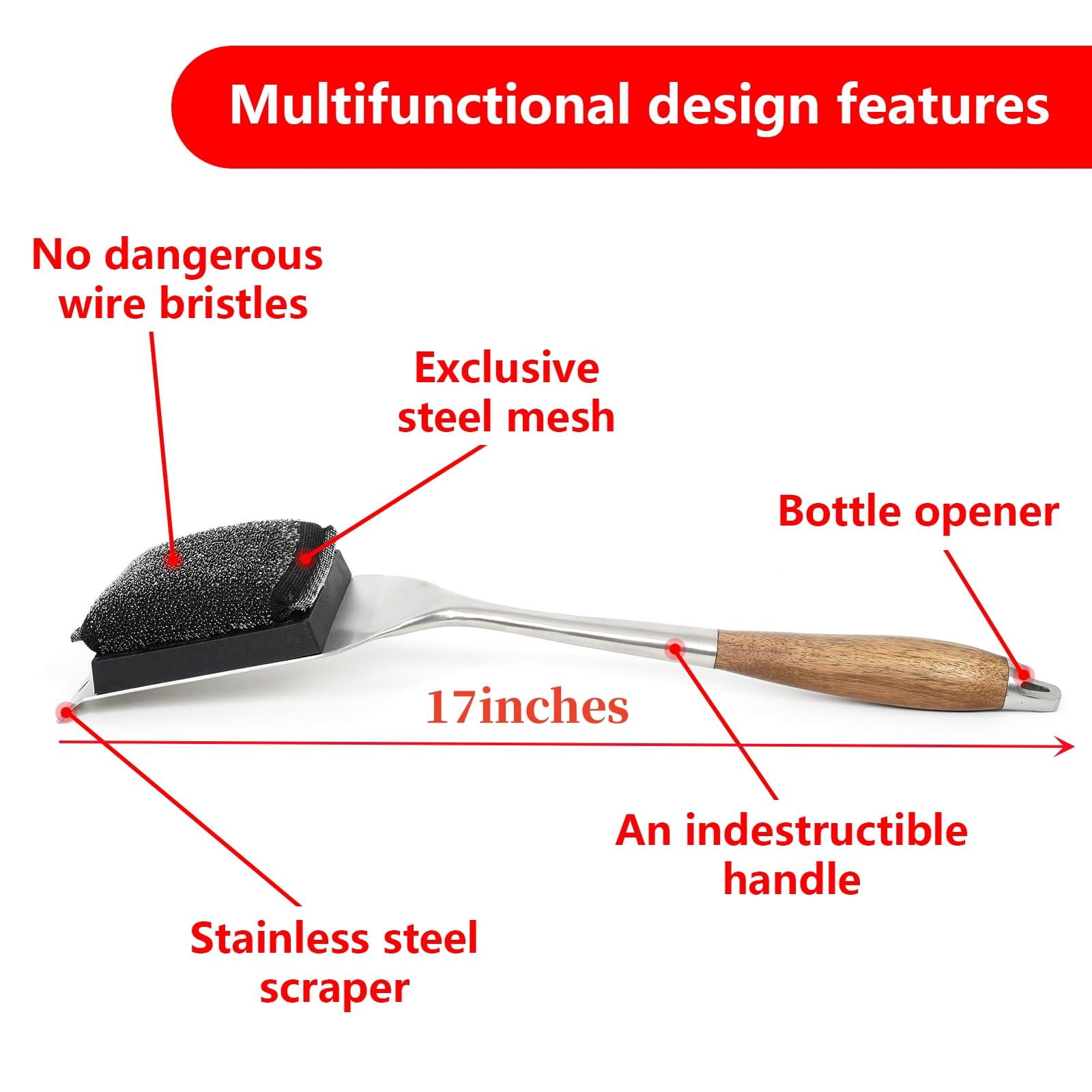 XUDAKAIXIN Grill Brush Bristle Free,Steam Grill Brush for Water Activated Design,Durable Scraper Tools,Replaceable Scraper Cleaning Head,Grill Cleaner for Outdoor Grill