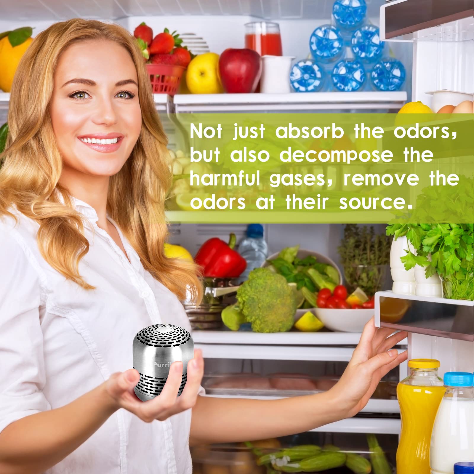 Refrigerator Deodorizer,Lasts for 10 Years,Refrigerator Odor Eliminator,Fridge Deodorizer,Beats Baking Soda and Bamboo Air Purifying Bags