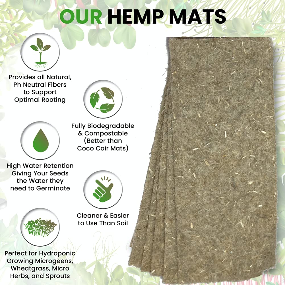Organic Wheatgrass Growing Kit, Self Watering, with Soilless Grow Mats and Organic Wheatgrass Self Watering Kit Refill Mats & Seeds for 5 Crops (Refill Kits)