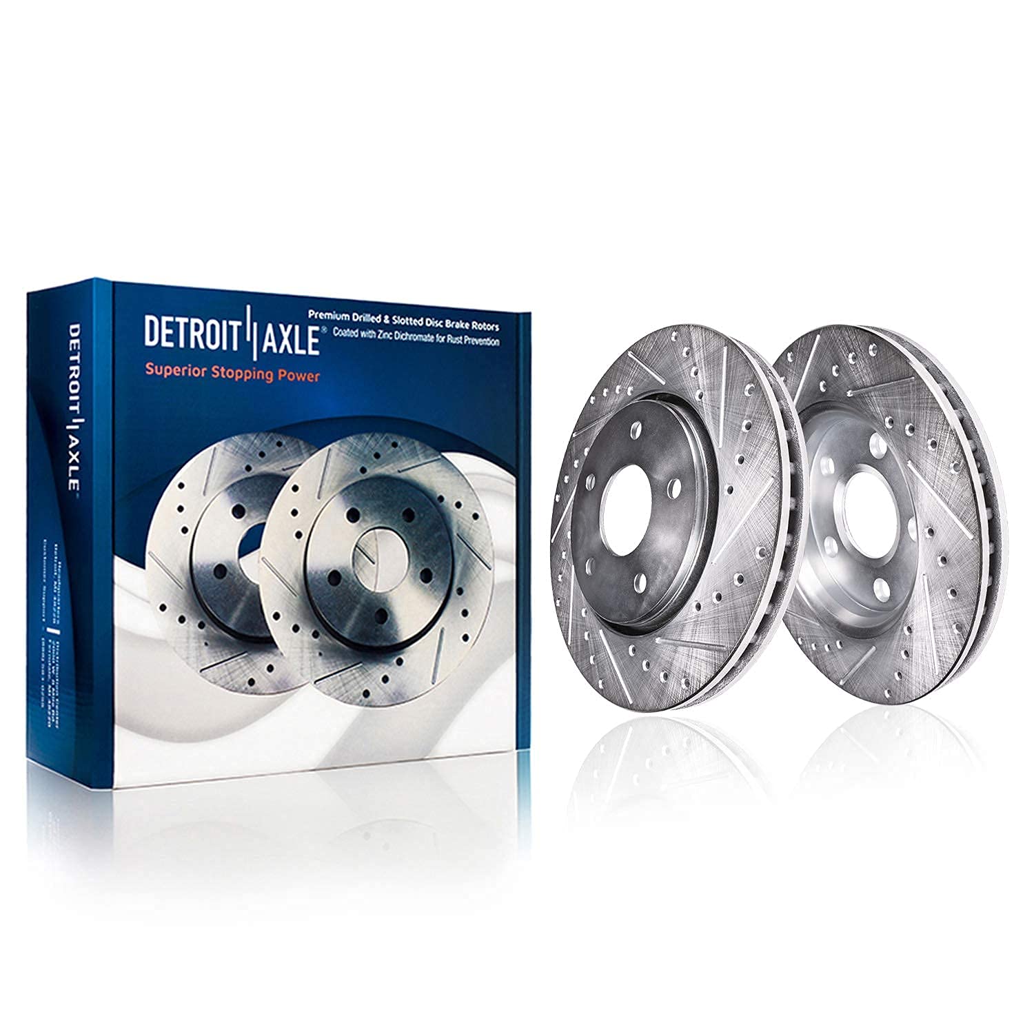 Detroit Axle - Brake Kit for Toyota Tundra Sequoia Land Cruiser Lexus LX570, Drilled Slotted Disc Brake Rotors Ceramic Brakes Pads Front and Rear Replacement