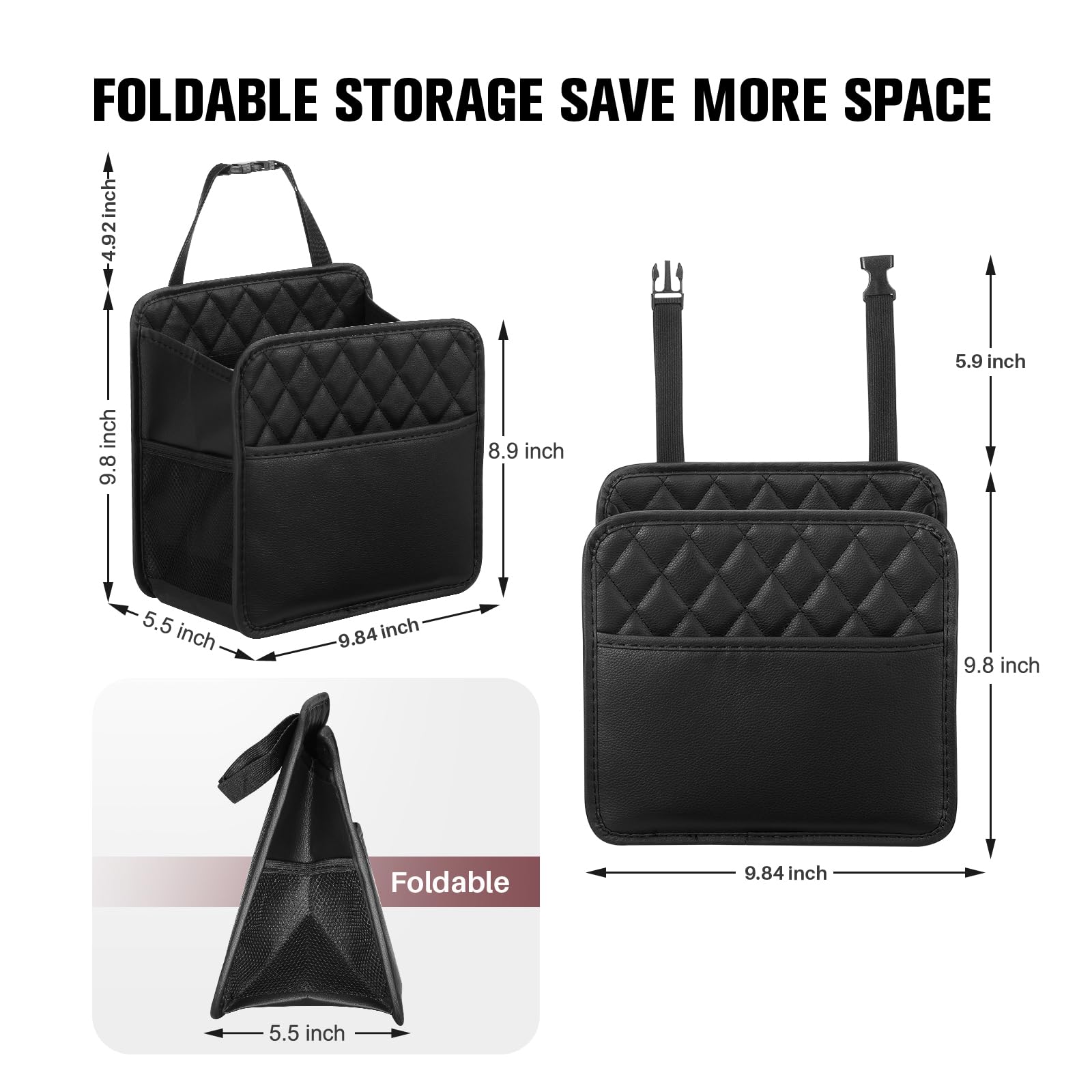 LXUNYI Car Organizer Back Seat, Waterproof Pu Leather Car Seat Storage Bag Foldable Universal Hanging Seatback Organizer for Kids & Adults Travel road Trip Essentials