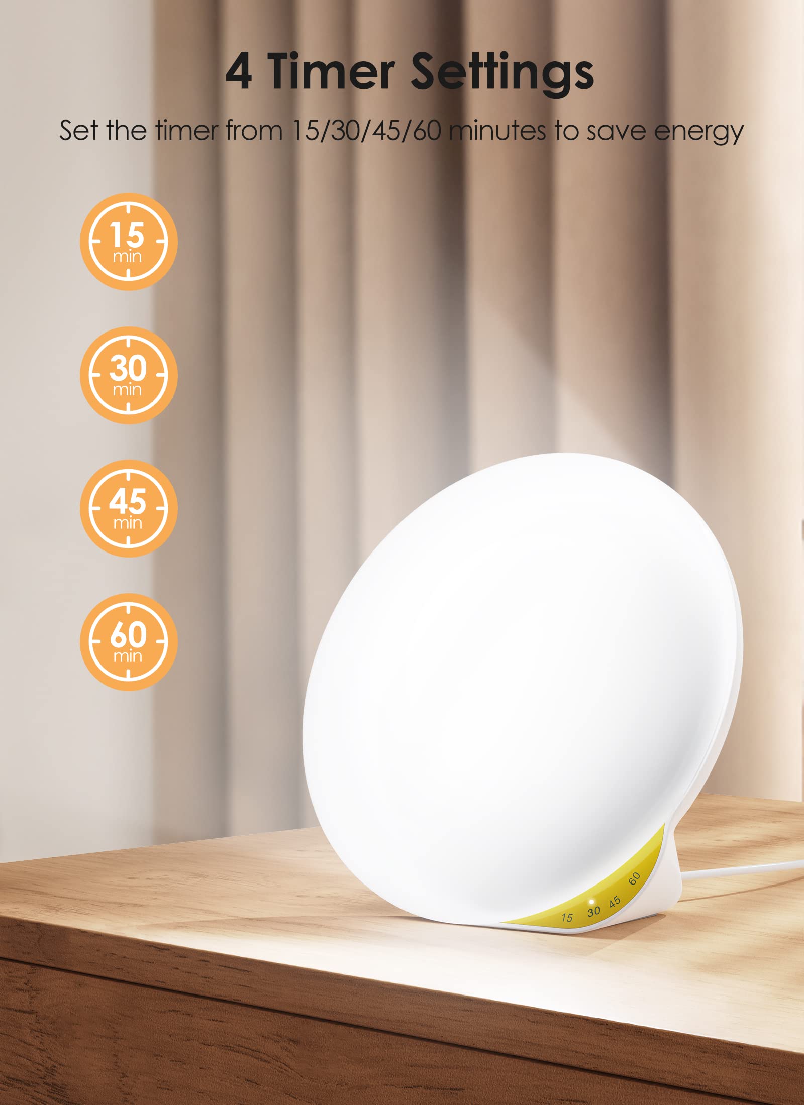 Light Therapy Lamp, MediAcous UV-Free 10000Lux Therapy Light, Sunlight Lamp with 4 Brightness Levels & Color Temperature & Timer, Daylight Lamp with Memory Function, Touch Control & Compact Size