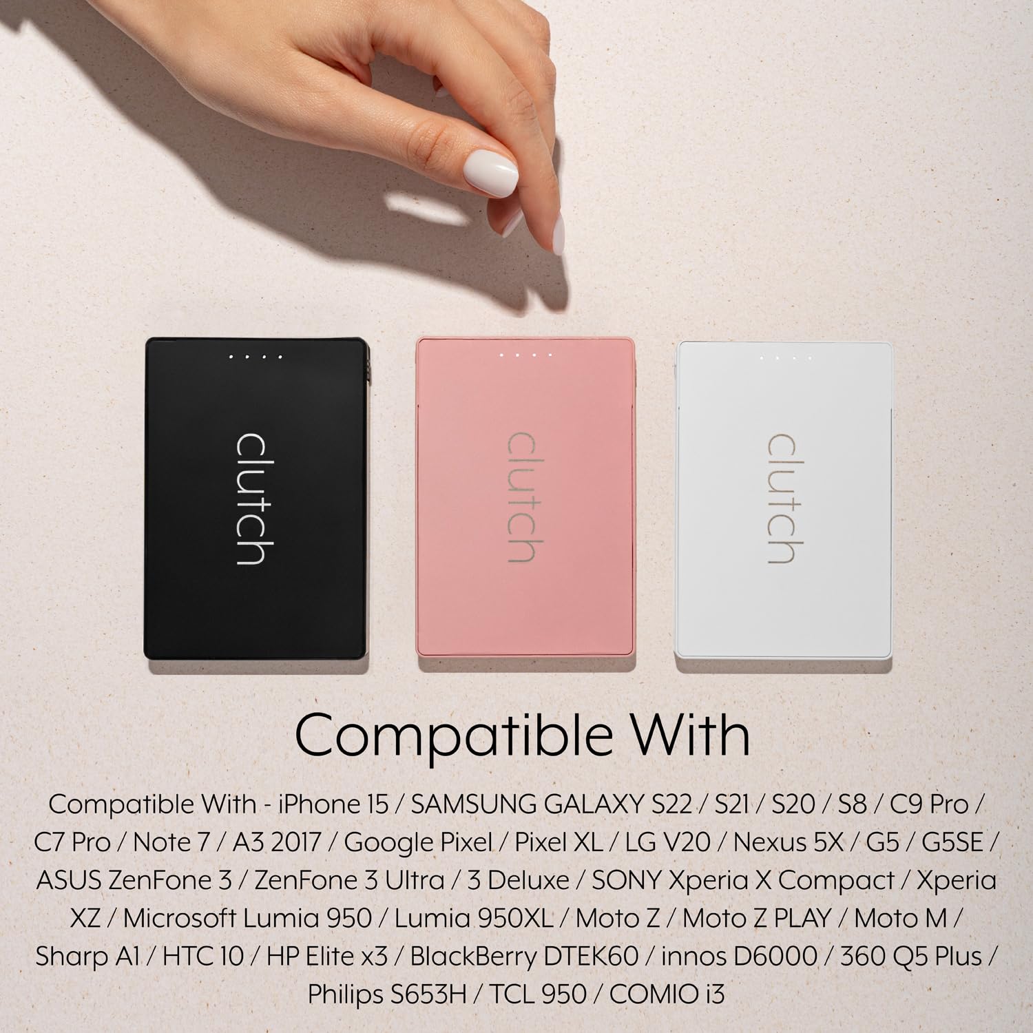 Clutch - Pro USB-C Portable Charger - Compatible with iPhone 15 & Android Devices - Power Bank Magnetic Battery - TSA Travel Approved - USB Rechargeable - Built-in Cable - 5000 mAh - 3.7oz - Pink