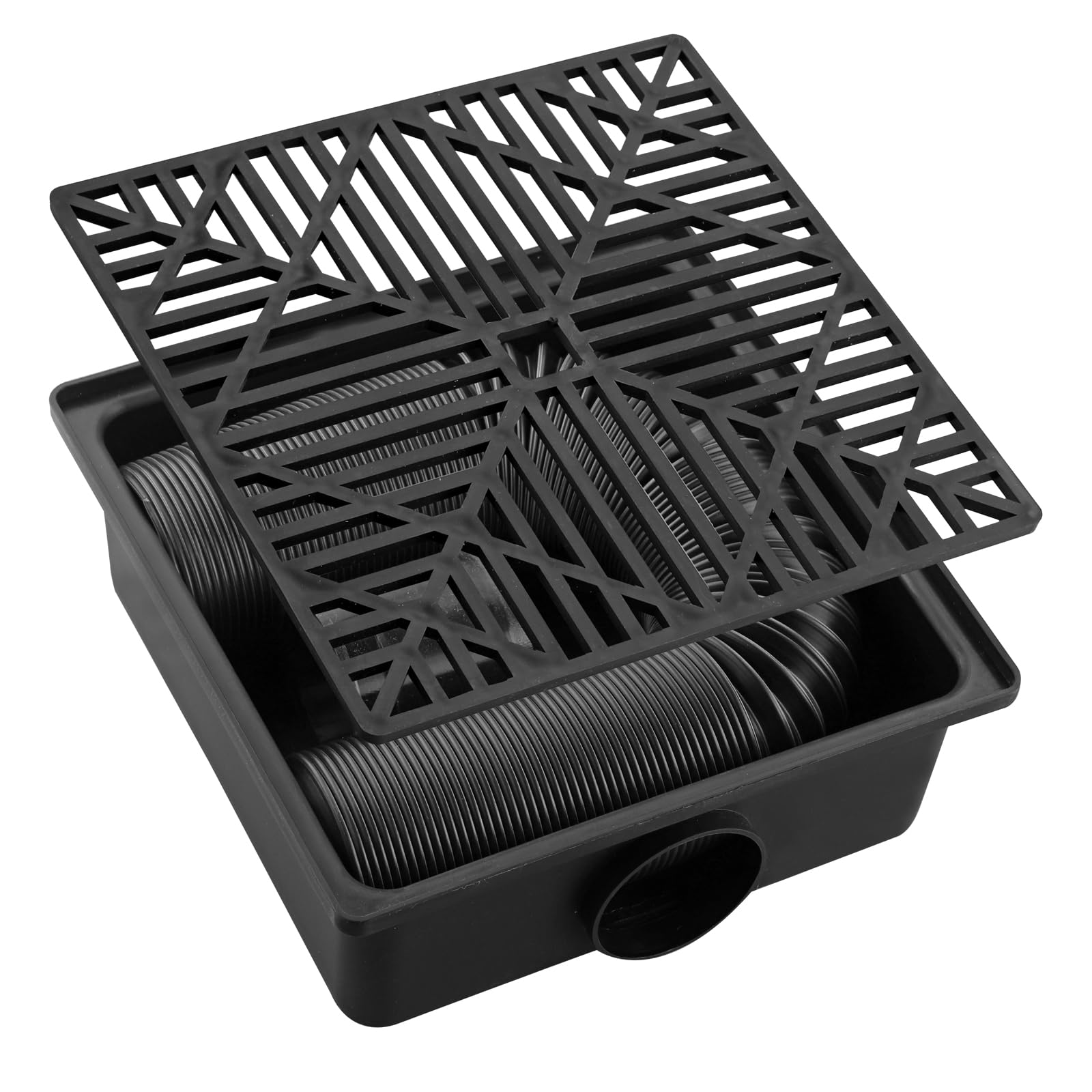 CAMWAY Gutter Downspout Extensions 14 to 55inch,Sturdy Catch Basin Low Profile Rain Drain Downspout Extender,Flexible Rainwater Sink Downspout Extension Pipe,No Dig