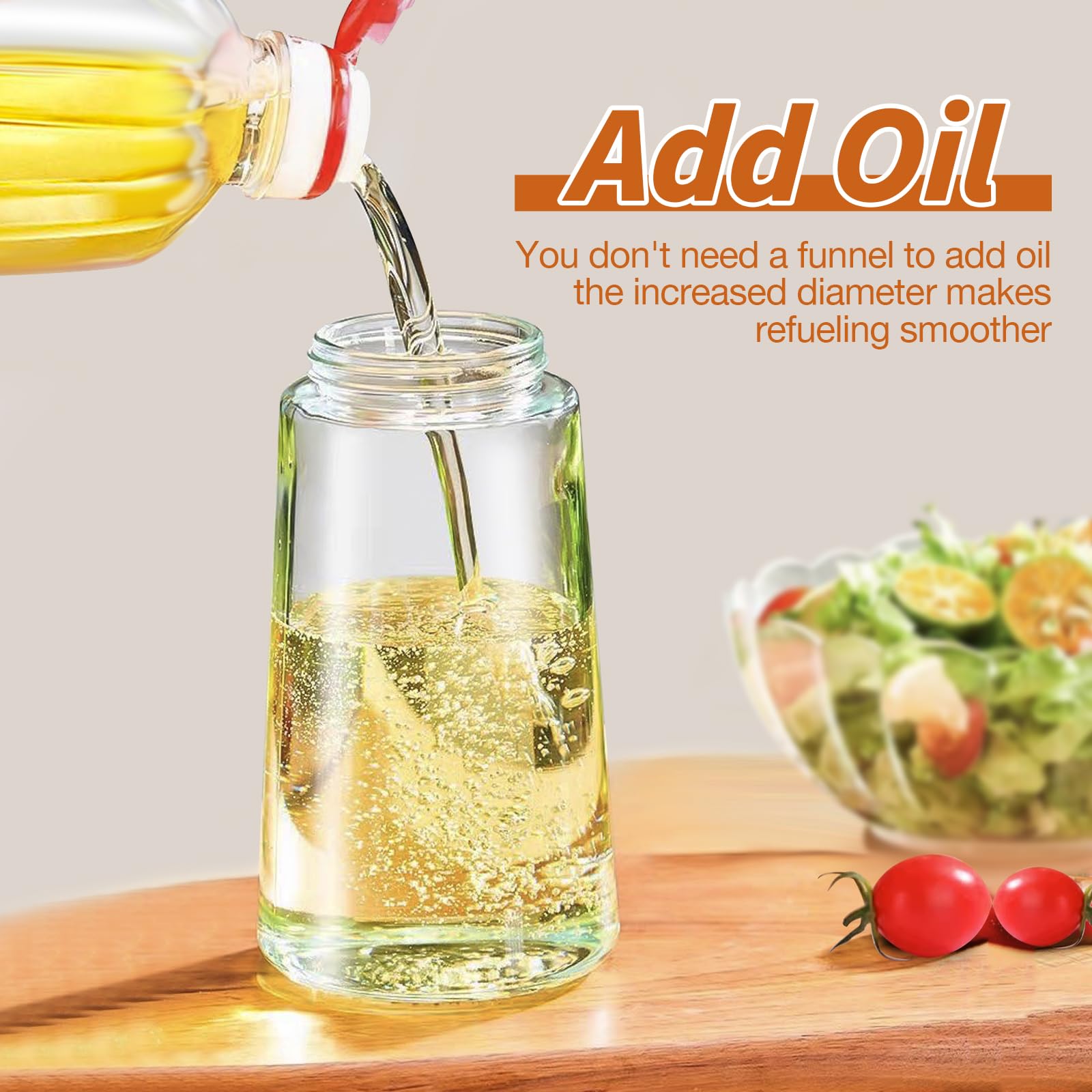 YARRAMATE Olive Oil Dispenser Bottle for Kitchen,2 in 1 Oil Sprayer for Cooking, 16oz/470ml Glass Oil Spray Bottle with Pourer, Food-grade Oil Mister for Air Fryer, Salad, Frying, BBQ (Green)