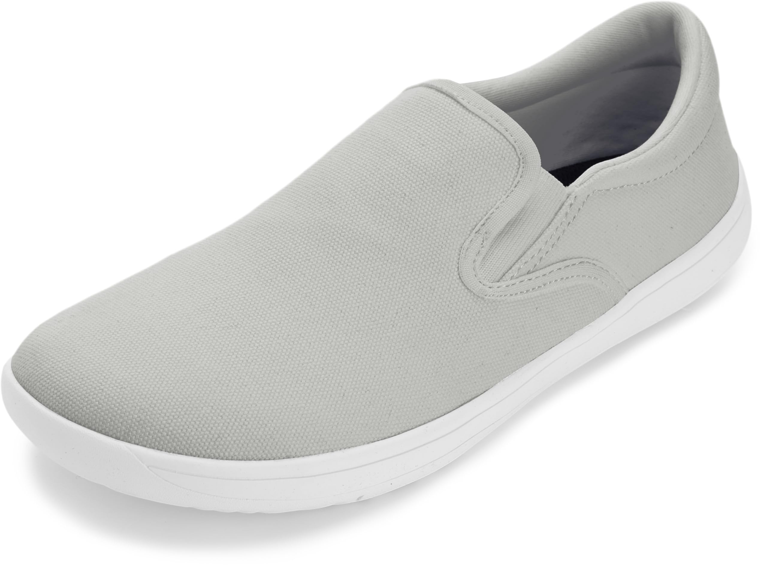 WHITIN Casual Wide Toe Box Barefoot Sneakers for Men Slip on Canvas Minimalist Zero Drop Sole Shoes Size 7 7W Width Minimus Outdoor Black 40