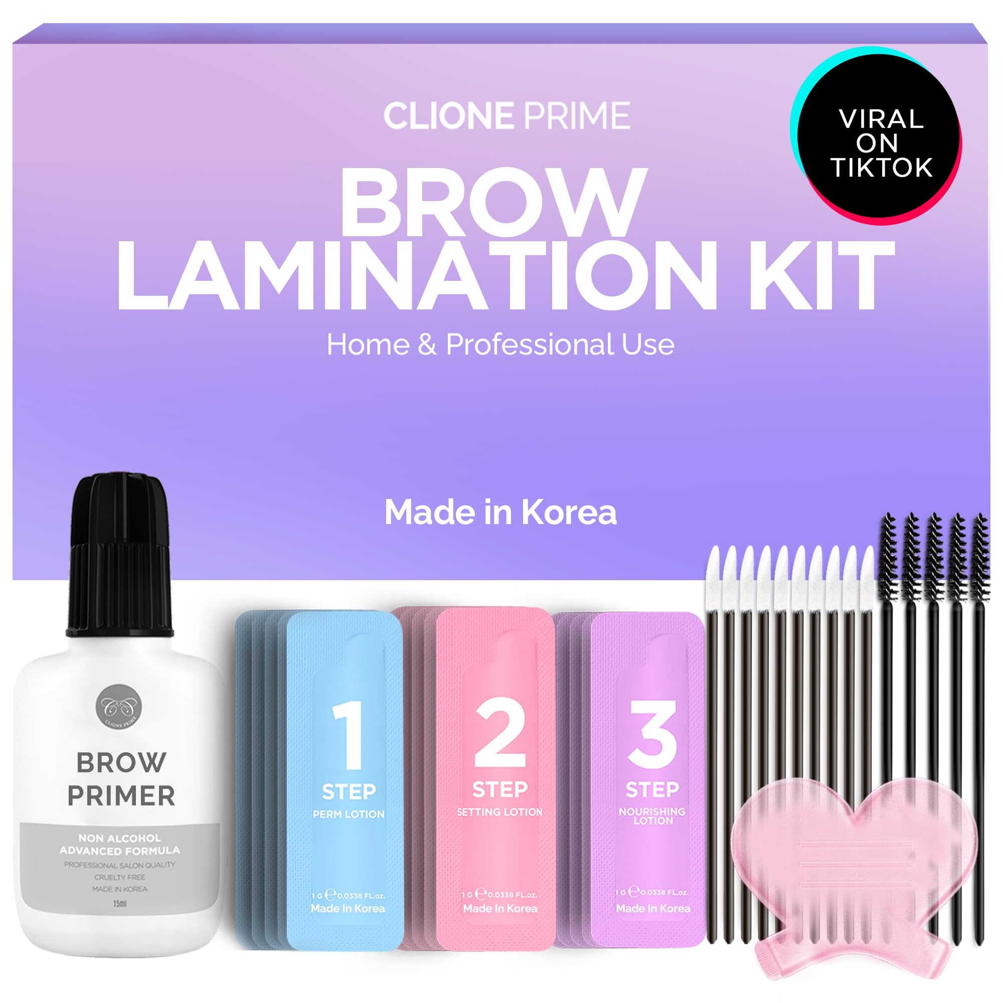 CLIONE PRIME At Home Brow Lamination Kit - DIY Eyebrow Lamination Kit Professional Eye Brow Perm Kit Instant DIY Eyebrow Lift Kit for Fuller Thicker Brows Lasts For Upto 8 Weeks
