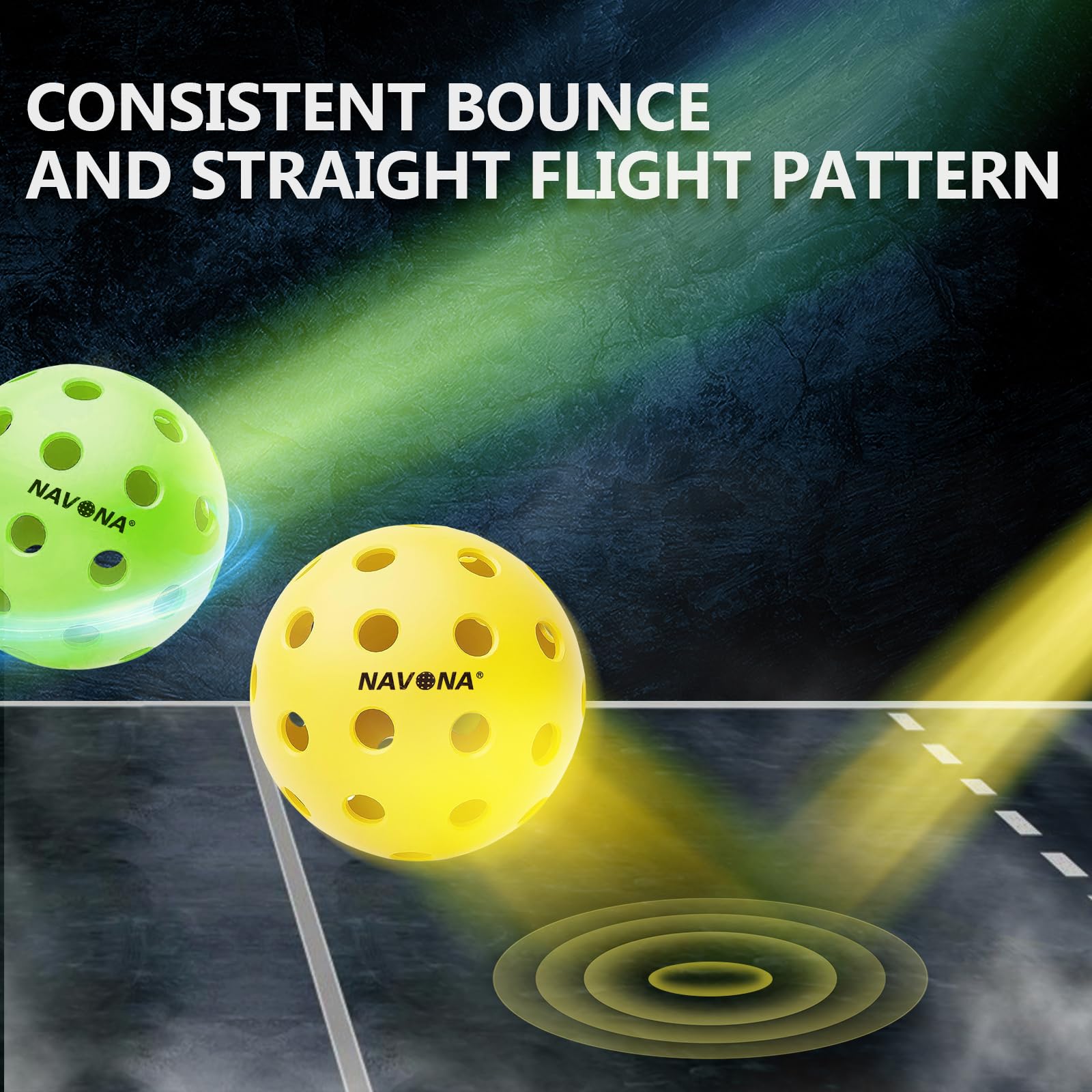 Navona 4 Pack Premium 40-Holes Outdoor Pickleball Balls, Meet USAPA Official Requirement, Perfectly Balanced, High Bounce True Flight, Durable Outdoor or Indoor Pickleball Set