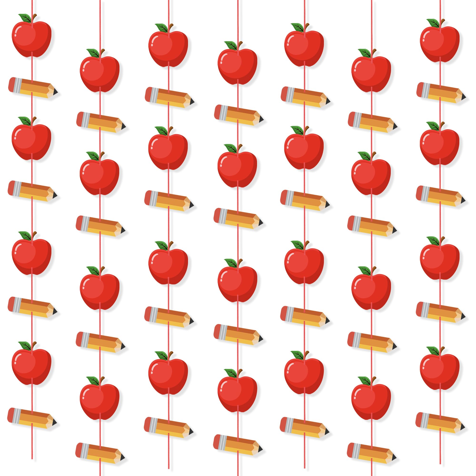 Uniwish 4 Strings Pencil Apple Garland Banner Welcome Back to School Decorations for Classroom Office Photo Props First Day of School Decorations Classroom Decor