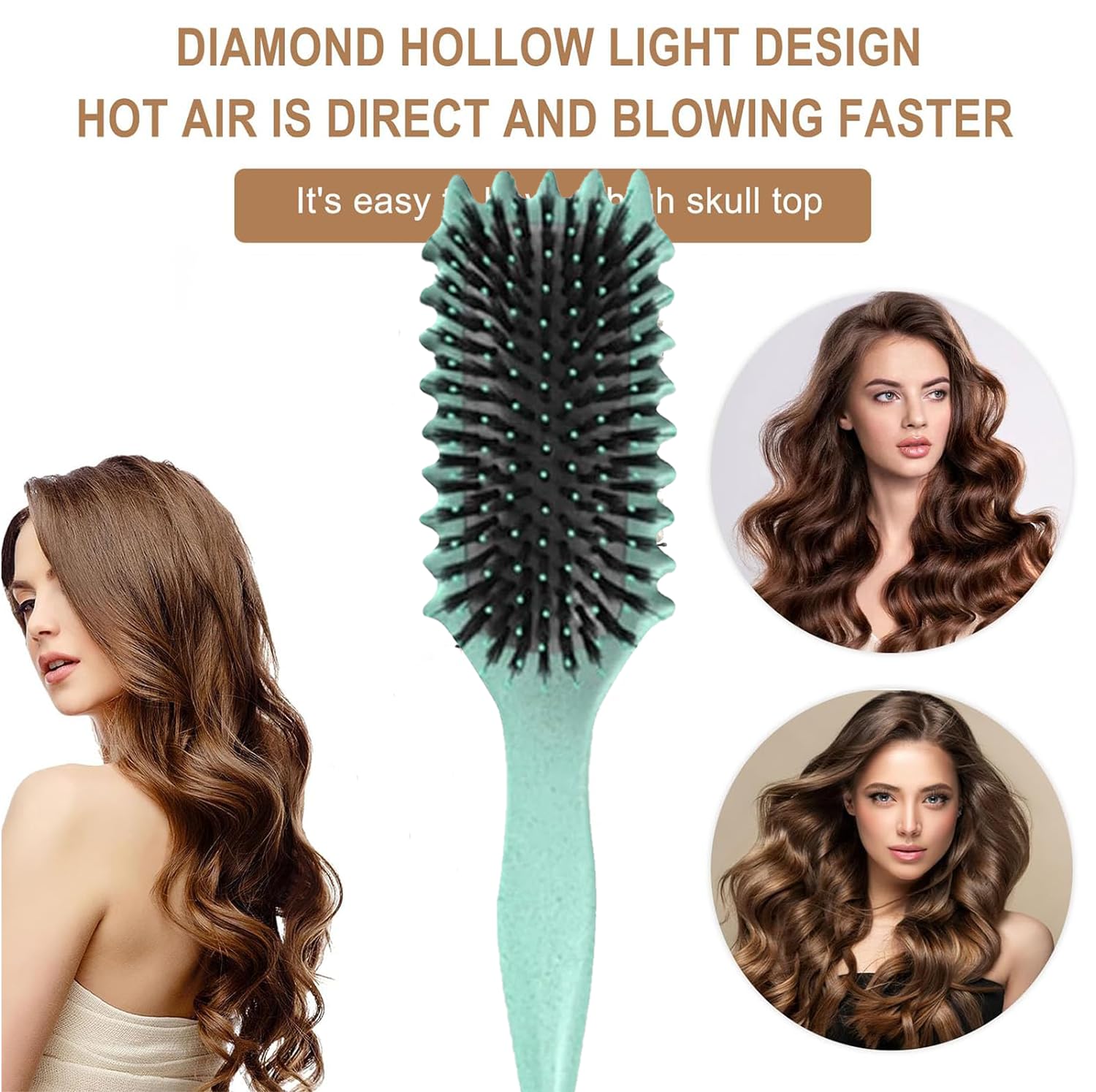 Curl Defining Brush, 2024 Newest Boar Bristle Hair Brush Styling Brush, Curly Hair Brush, Curl Define Styling Brush, Shaping & Defining Curls for Women (Green 1PCS)