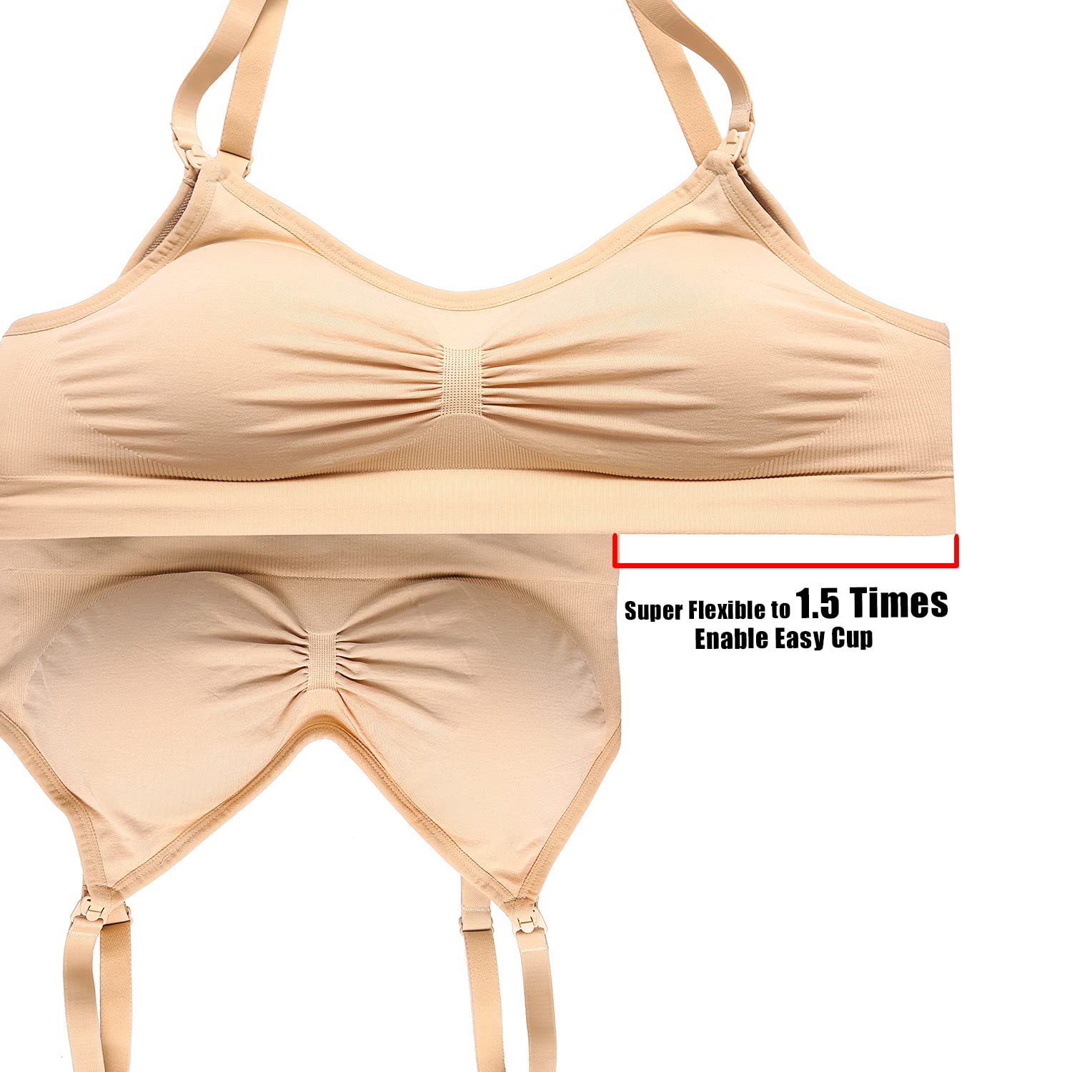 Women's Full Cup Lightly Padded Wirefree Maternity Breastfeeding Nursing Bra,M,3PCS/Pack(Pink-Black-Beige)