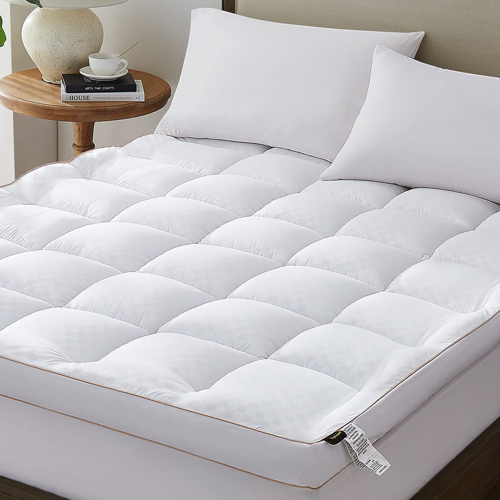 Mattress Topper Queen, Cooling Mattress Pad Cover for Hot Sleepers, Extra Thick 5D Snow Down Alternative Overfilled Plush Pillow Top with 8-21 Inch Deep Pocket -60"x80" Cream White
