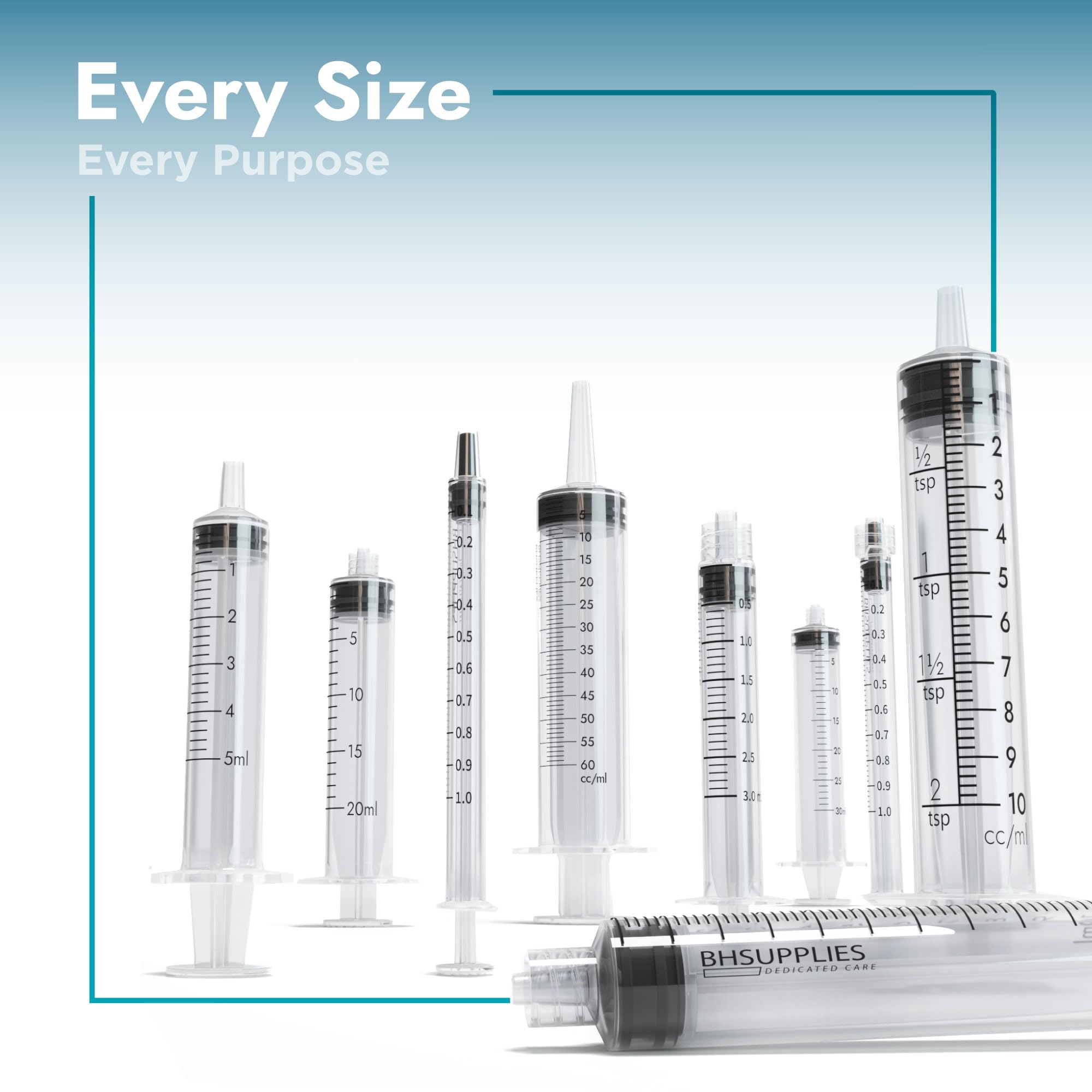 BH Supplies 10ml Luer Lock Tip Syringes (No Needle) - Sterile, Individually Wrapped - 100 Syringes
