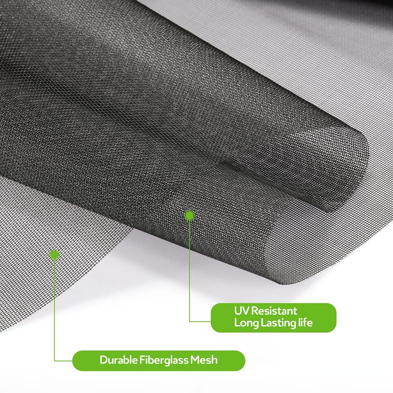 FLYZZZ Windows Screen Door Repair Kit Fiberglass Mesh 48''x118'' Black Window Screen Repair Kit Replacement Mesh Tool for Patio Screen Sliding Door Screen