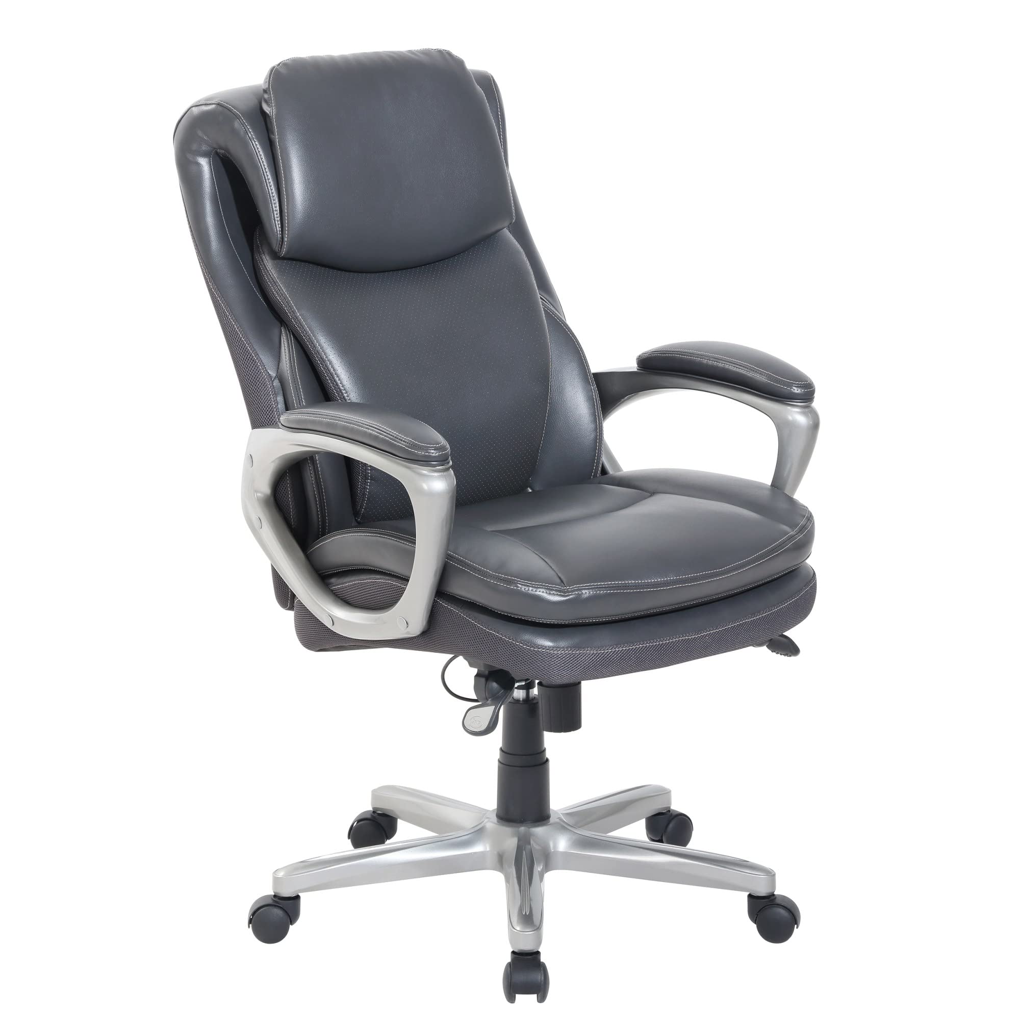 Serta® Smart Layers™ Arlington AIR™ Bonded Leather High-Back Executive Chair, Dark Gray/Silver