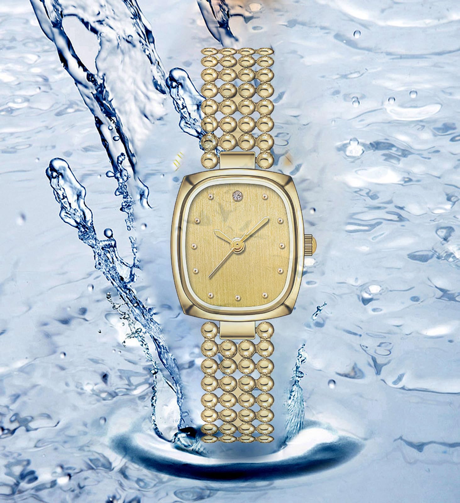 BESTKANG Gold Watches for Women Retro Ladies Quartz Wrist Watch Small Square Elegant Luxury Bracelet Women's Watch (Gold)