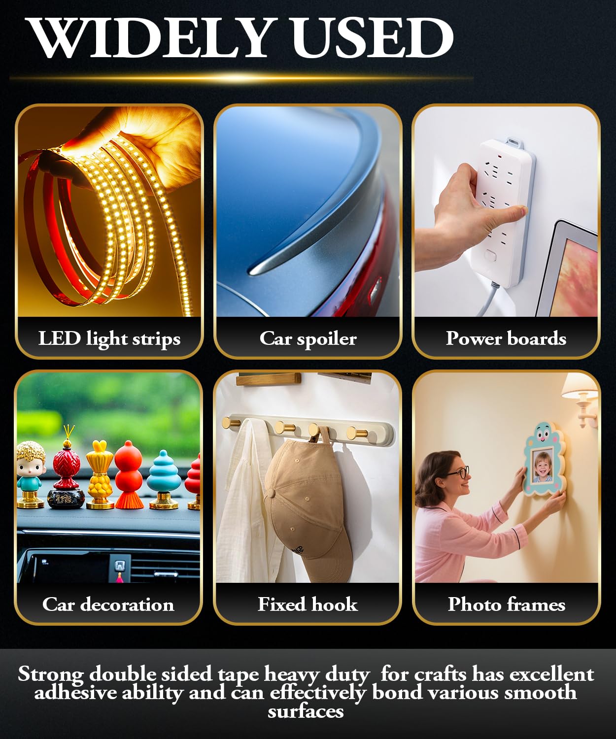 PHIXBEAR High Temperature Heavy Duty Double Sided Tape Resistant, 20 Ft X 0.5In, Strong Adhesion Waterproof Mounting Tape for Multi-Purpose Automotive Parts, LED Strip Ligh, Home, Office